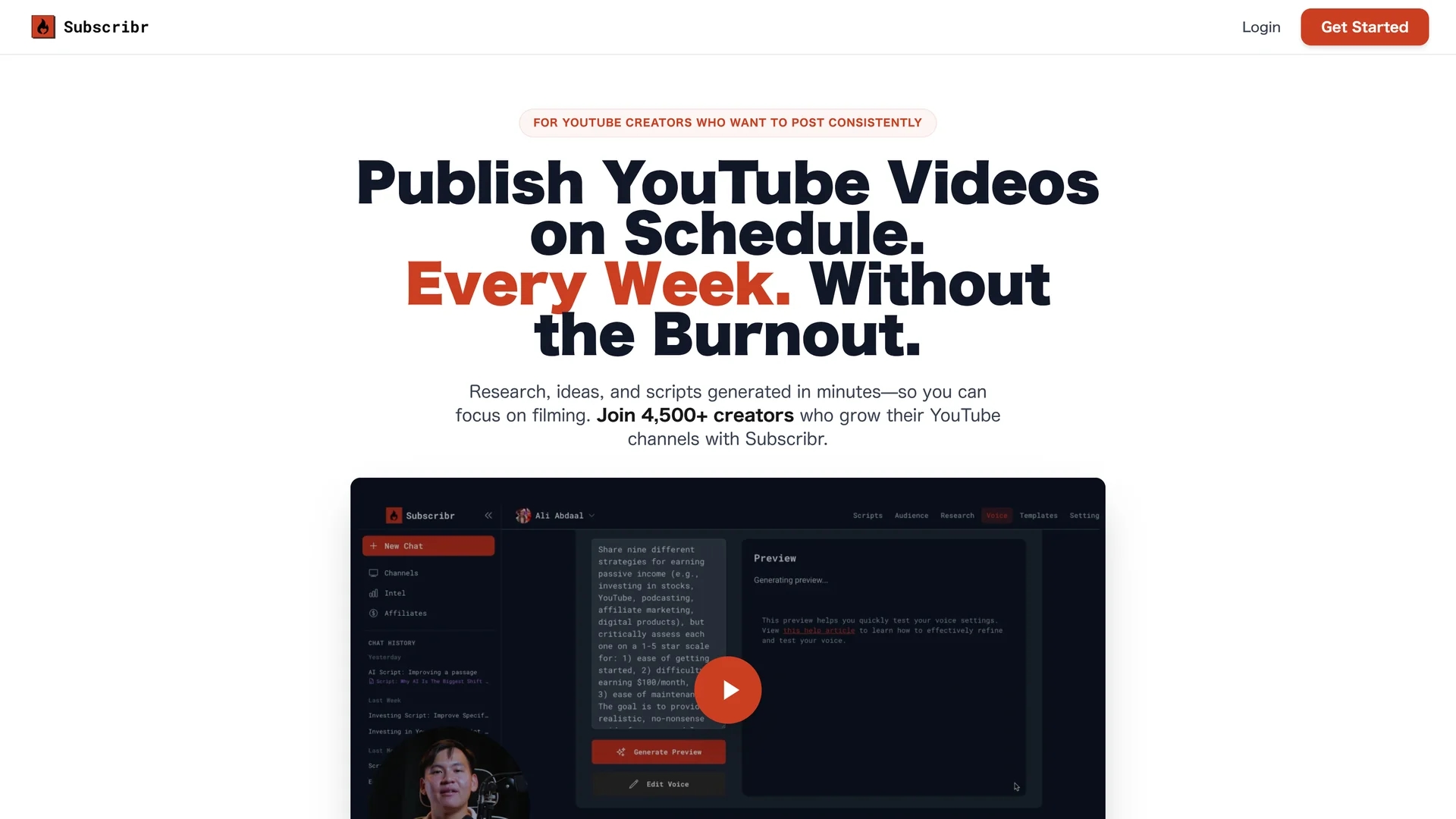 subscribr homepage
