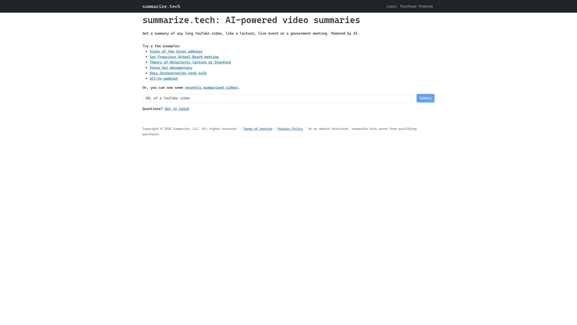 summarize-tech homepage