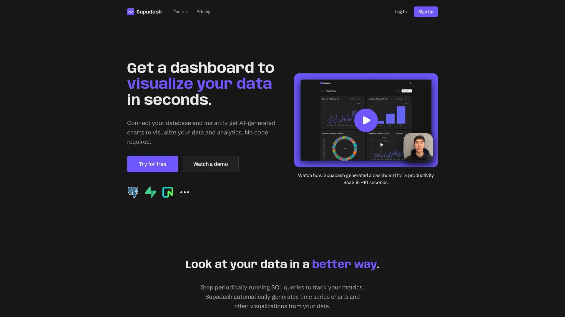 supadash homepage