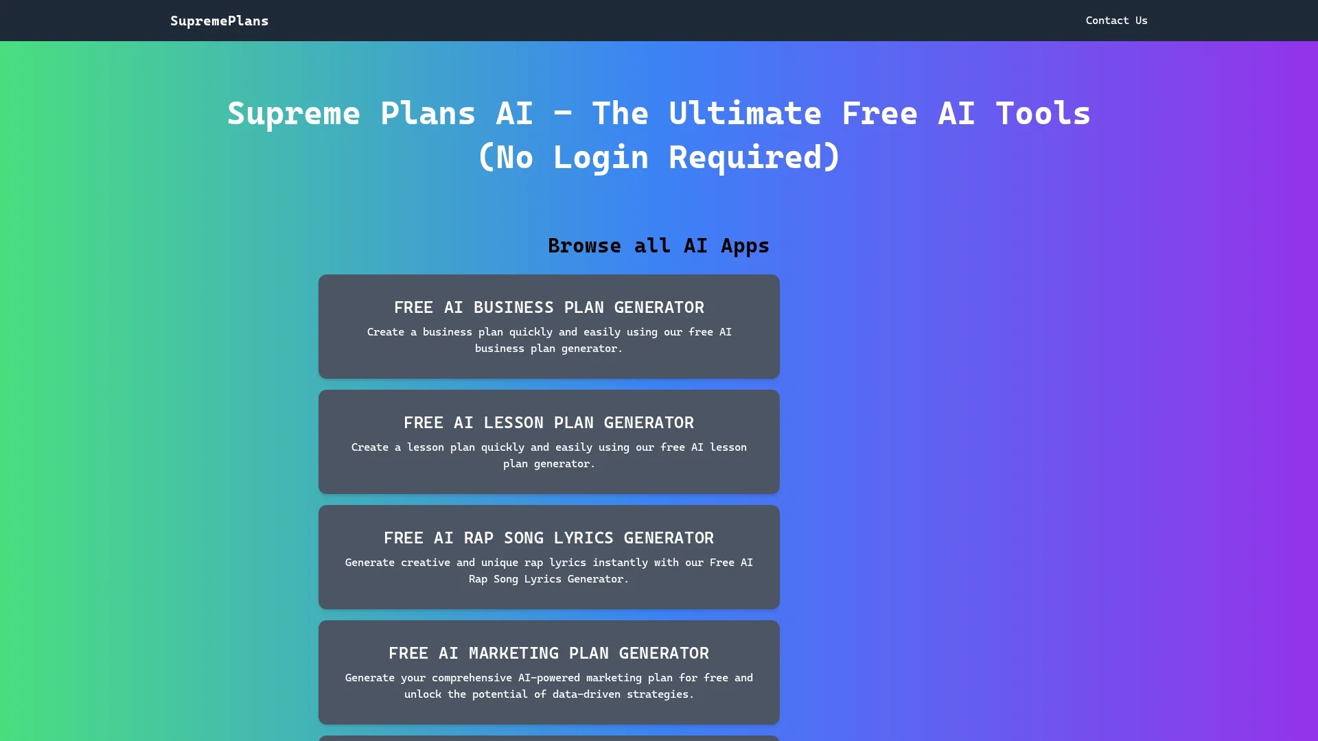 supreme-plans-ai homepage