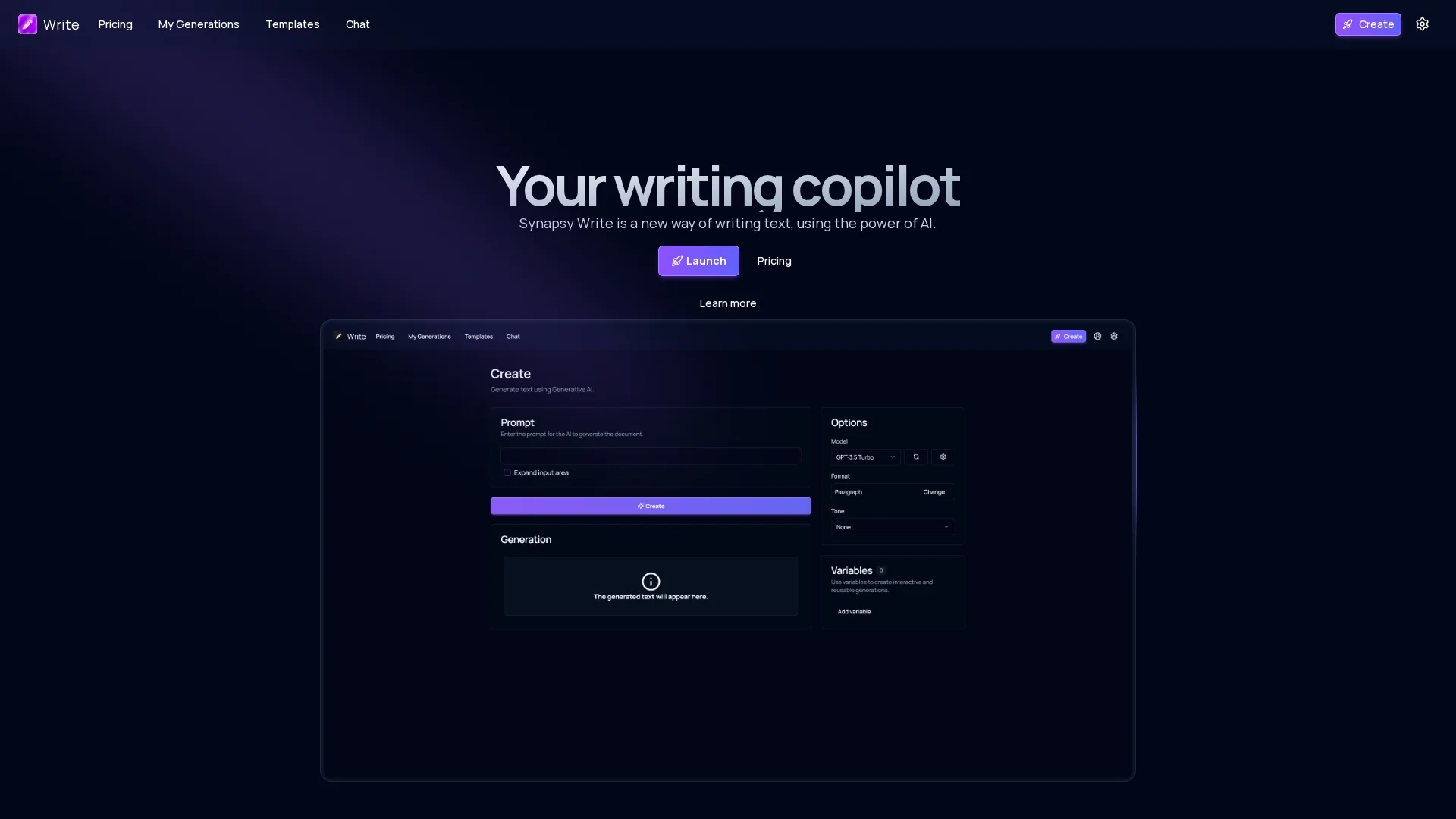 synapsy-write homepage