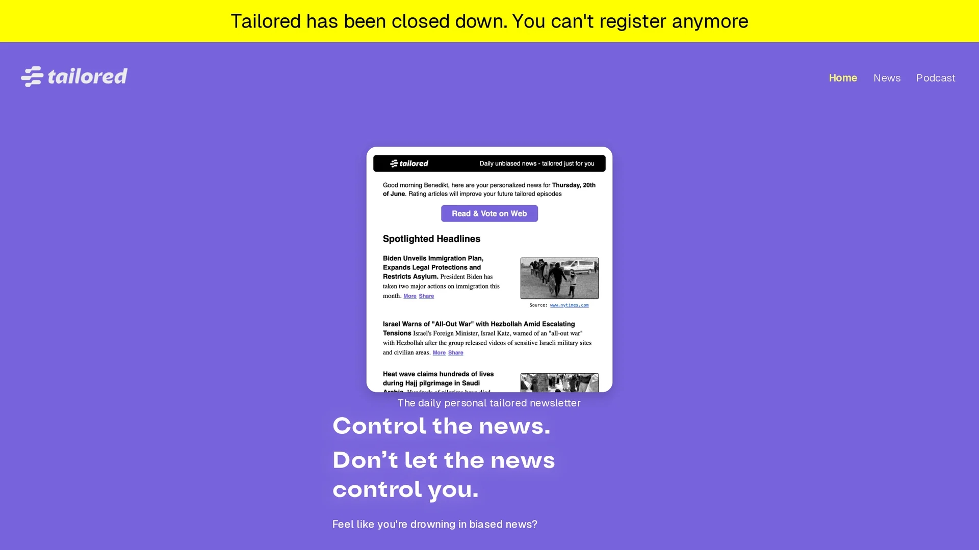 tailored-pod homepage