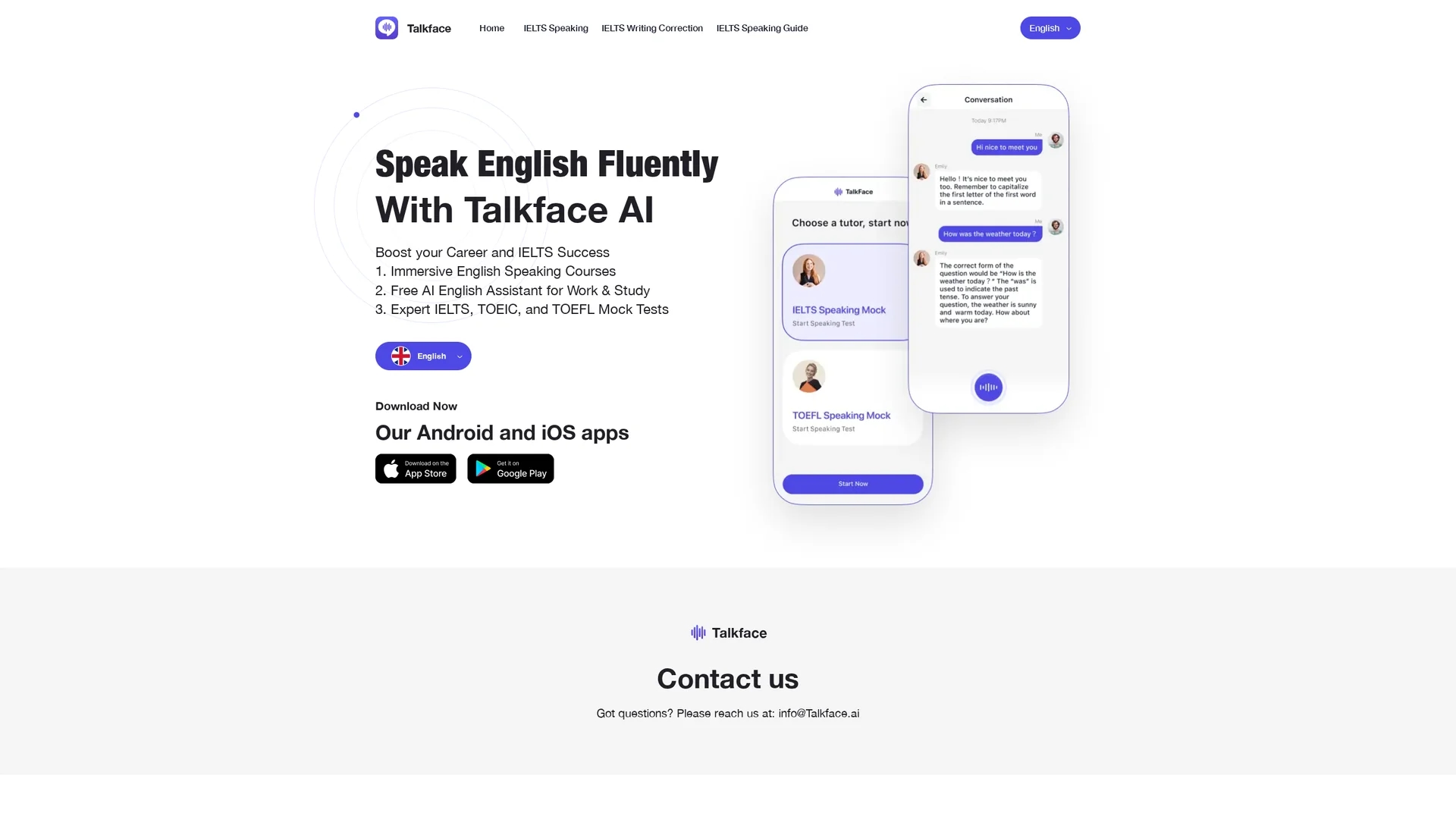 talkface-ai homepage