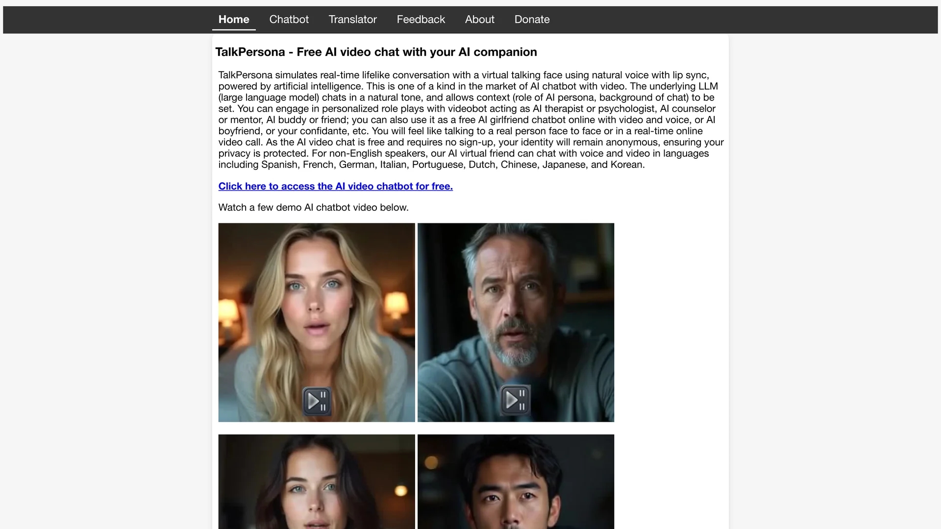 talkpersona homepage