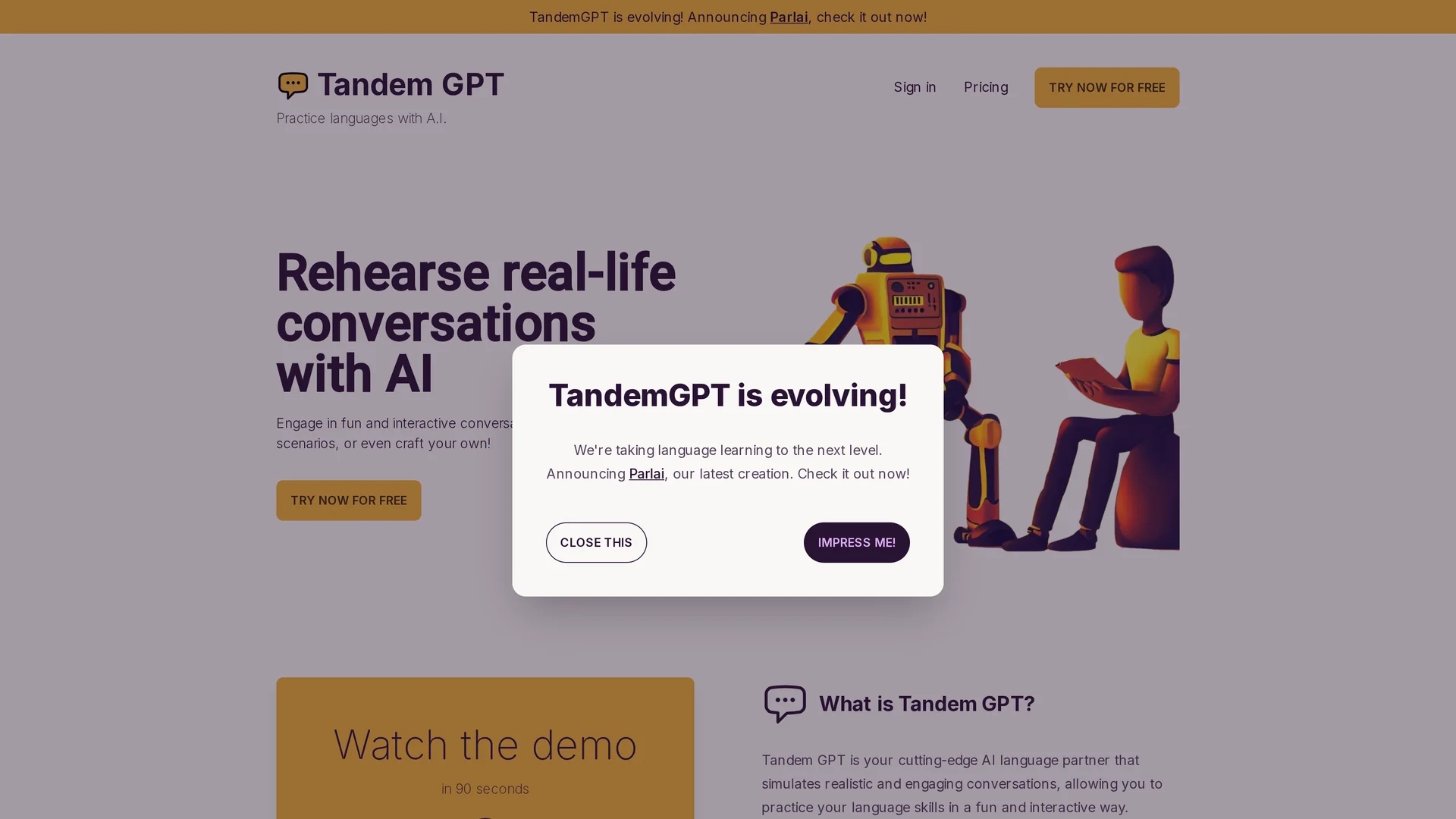 tandem-gpt homepage