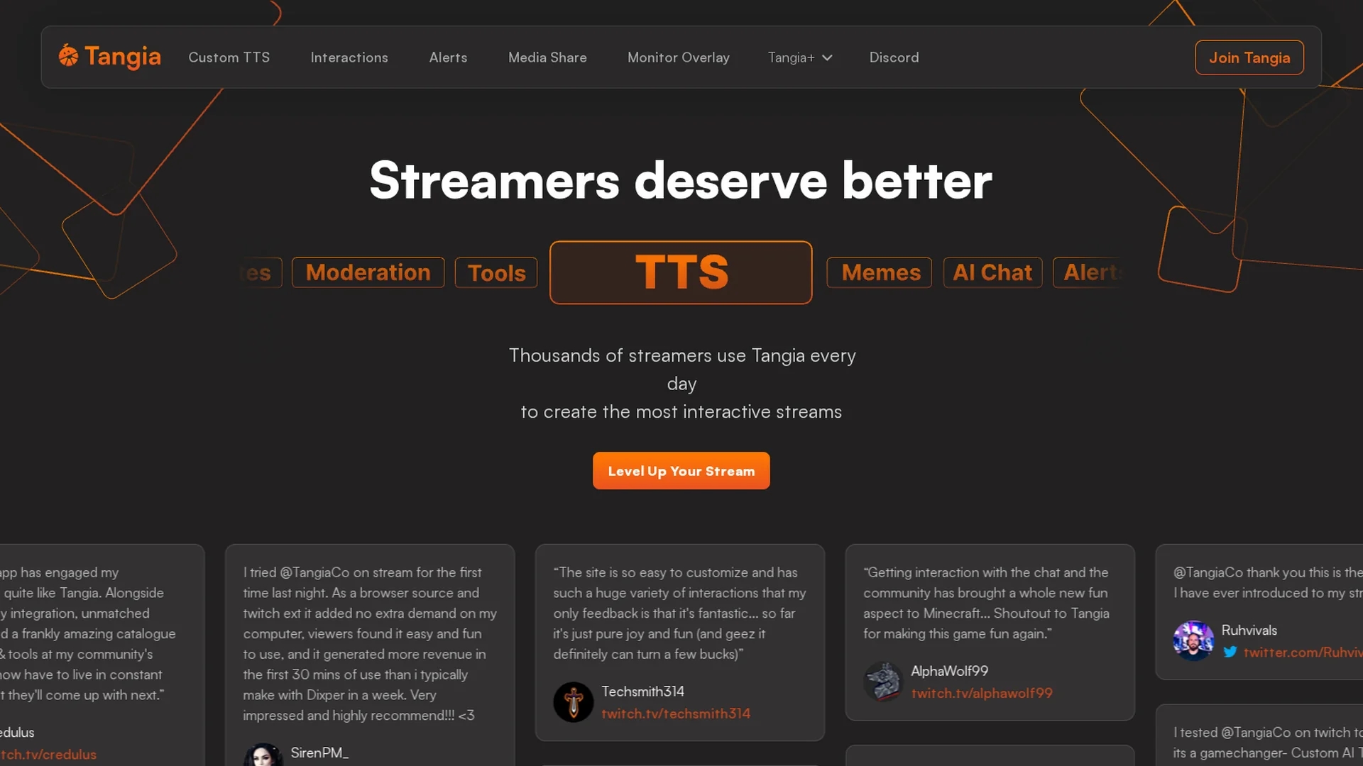tangia homepage