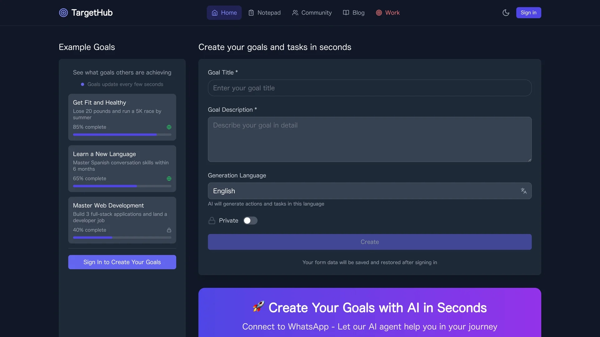 targethub-ai homepage