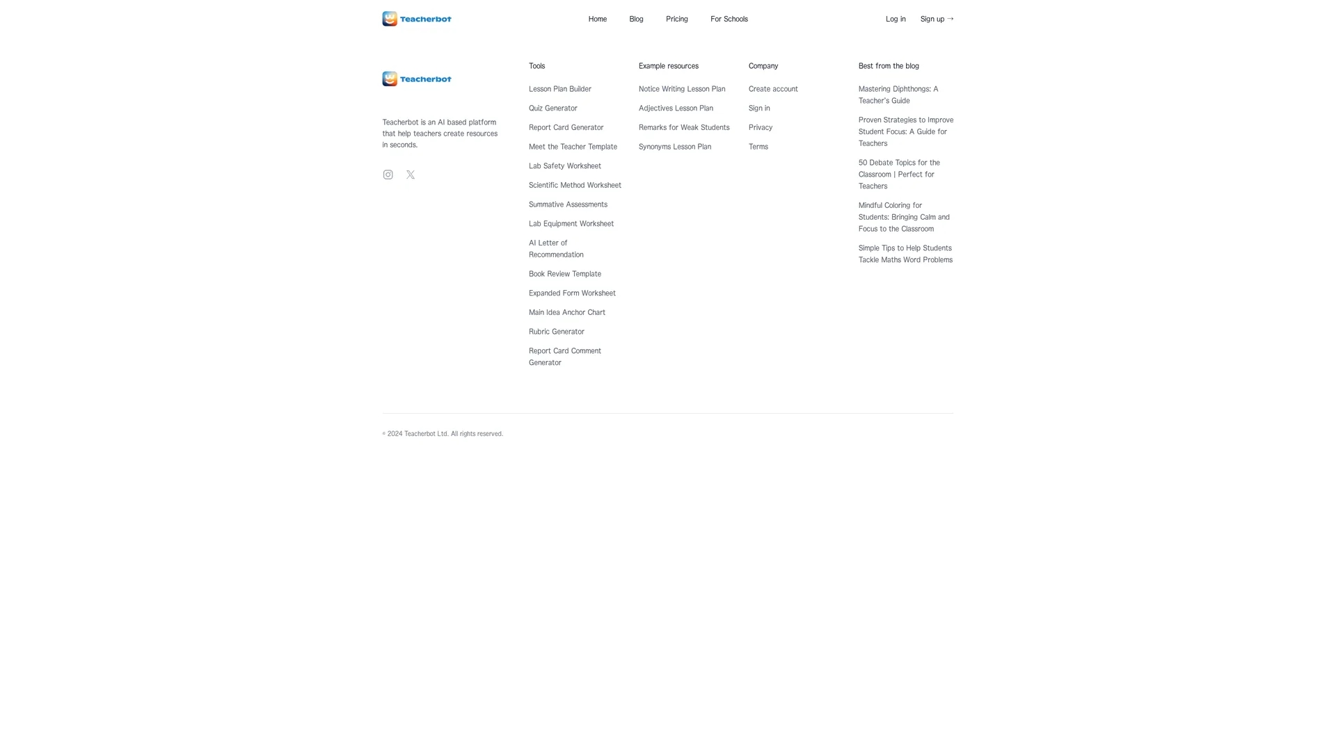 teacherbot homepage