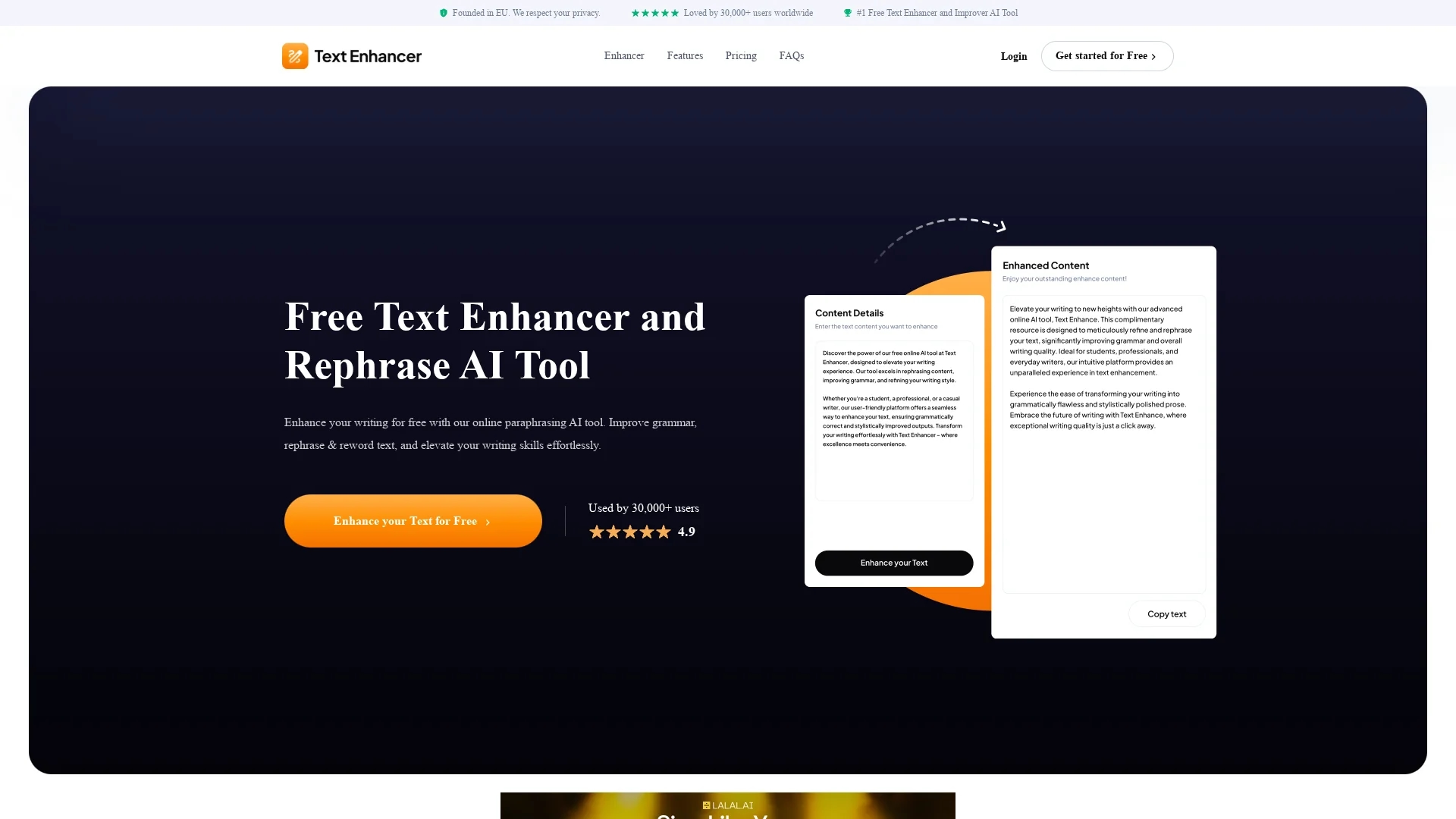 text-enhancer-ai homepage