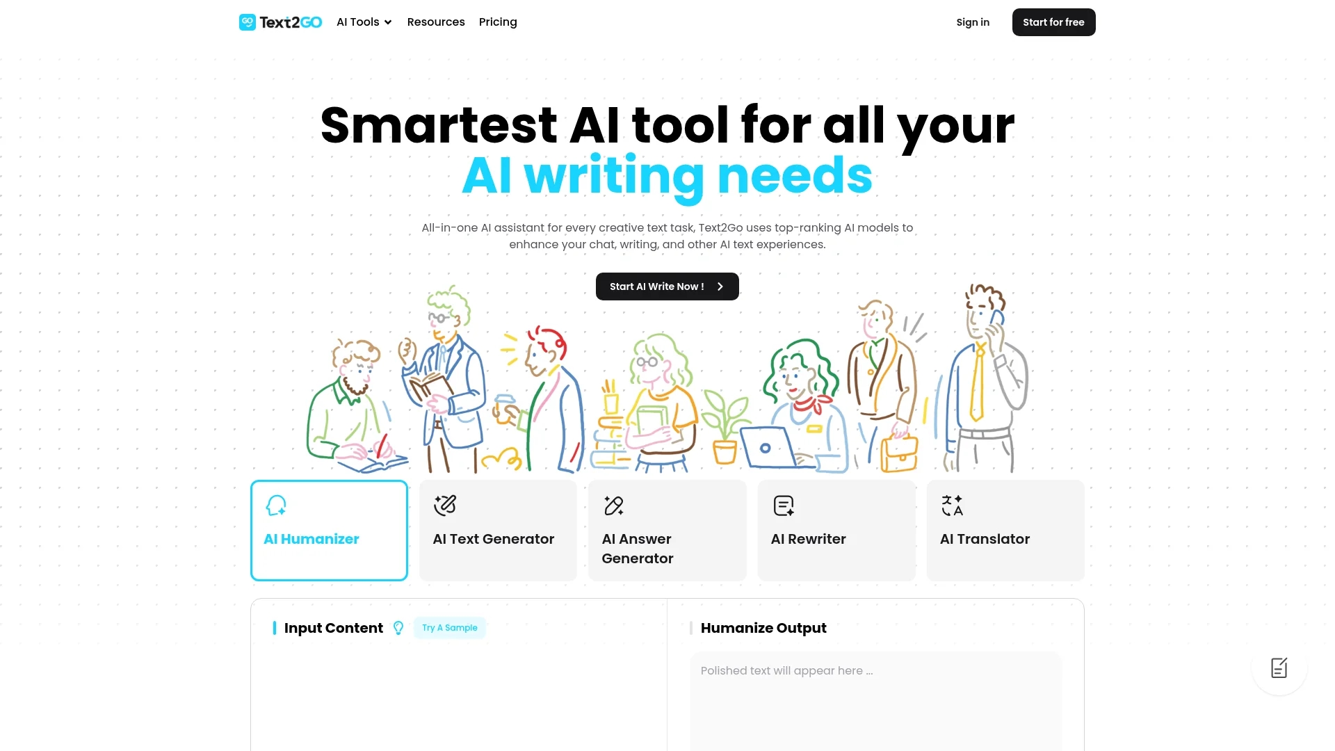 text2go homepage