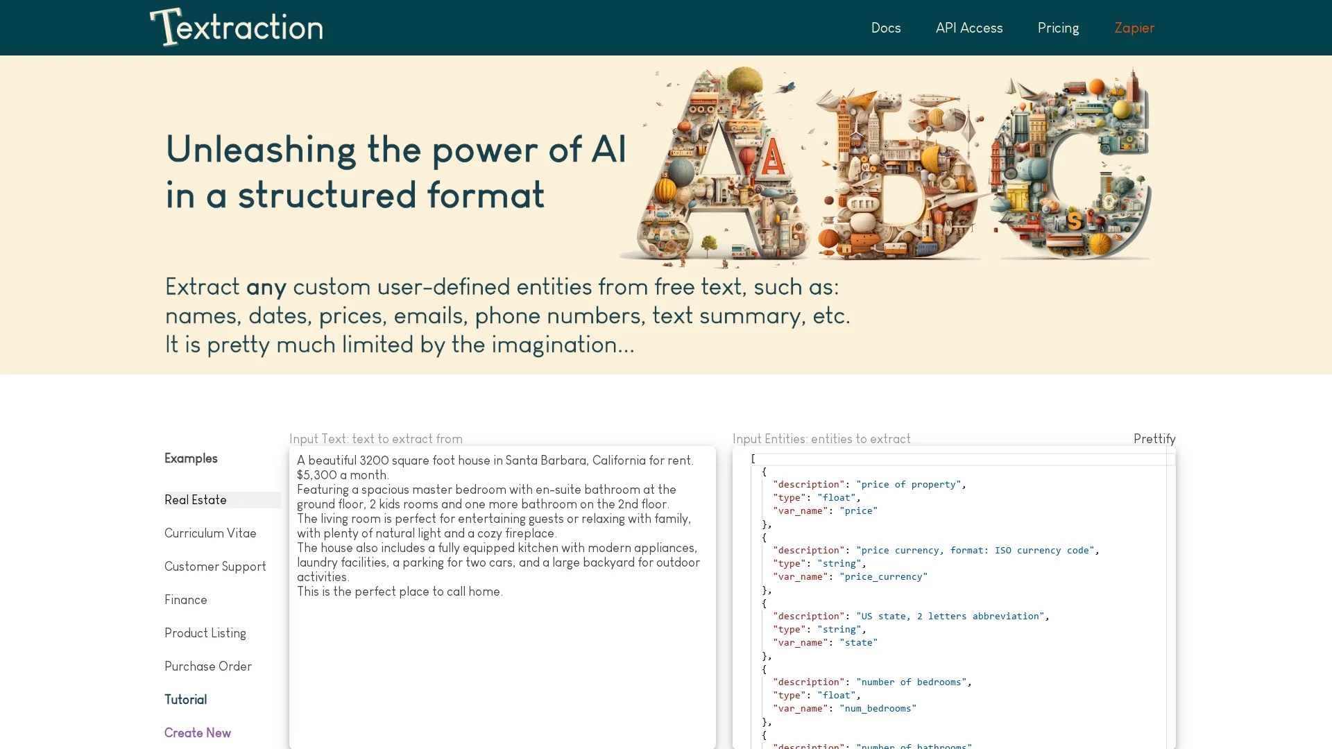 textraction-ai homepage