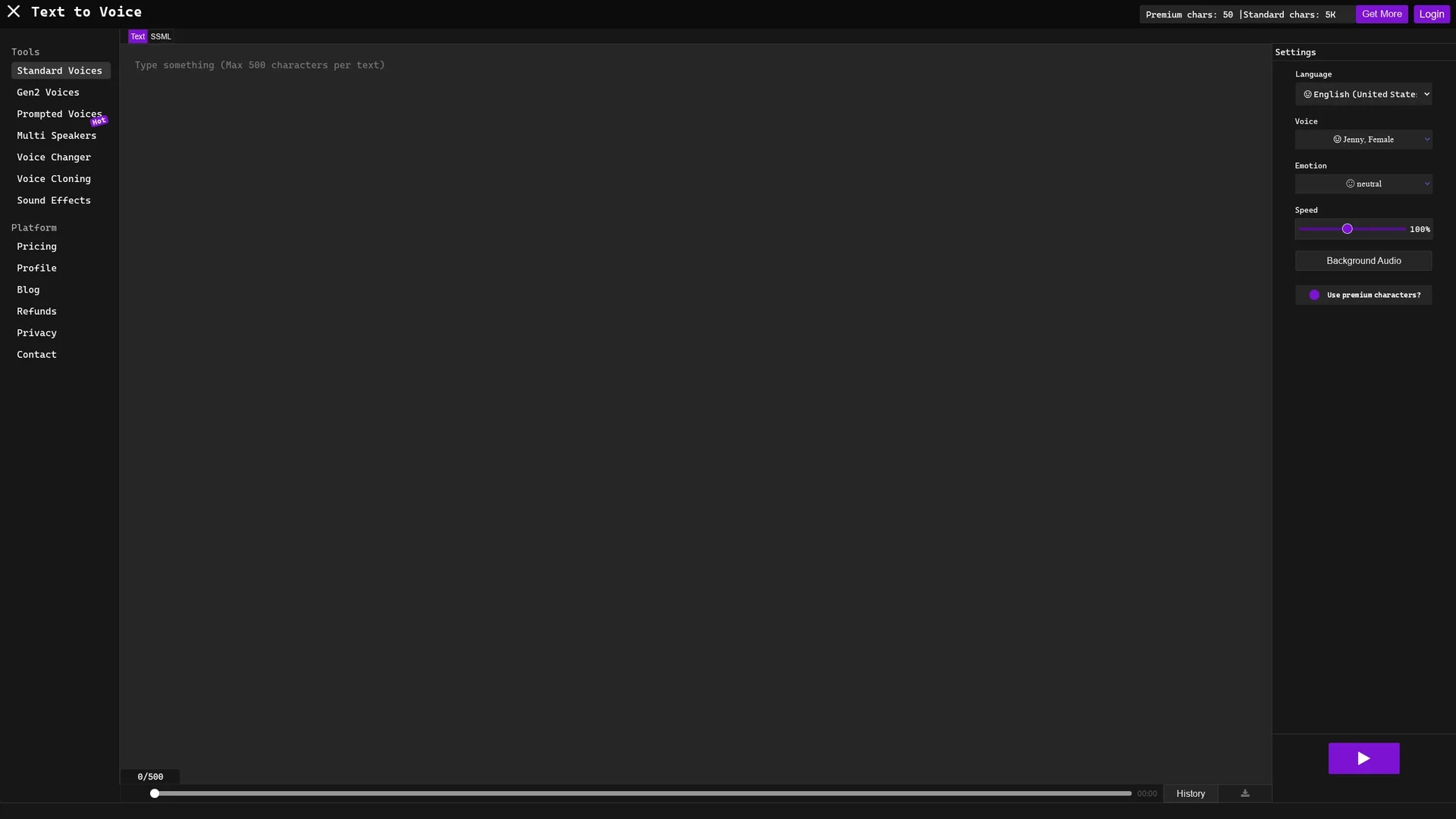 texttovoice-online homepage