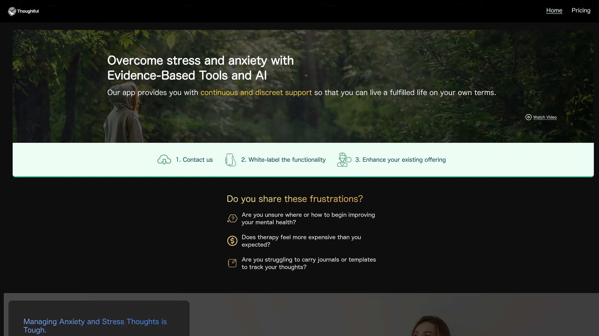 thoughtful-app homepage