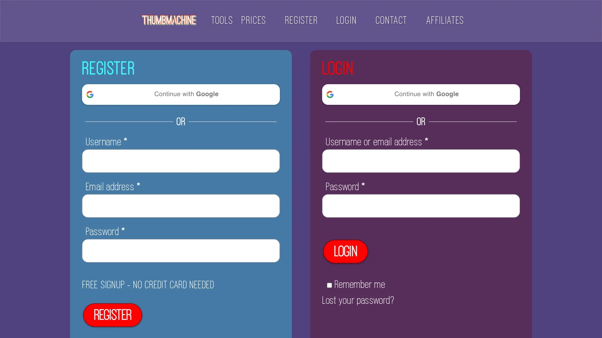 thumbmachine homepage