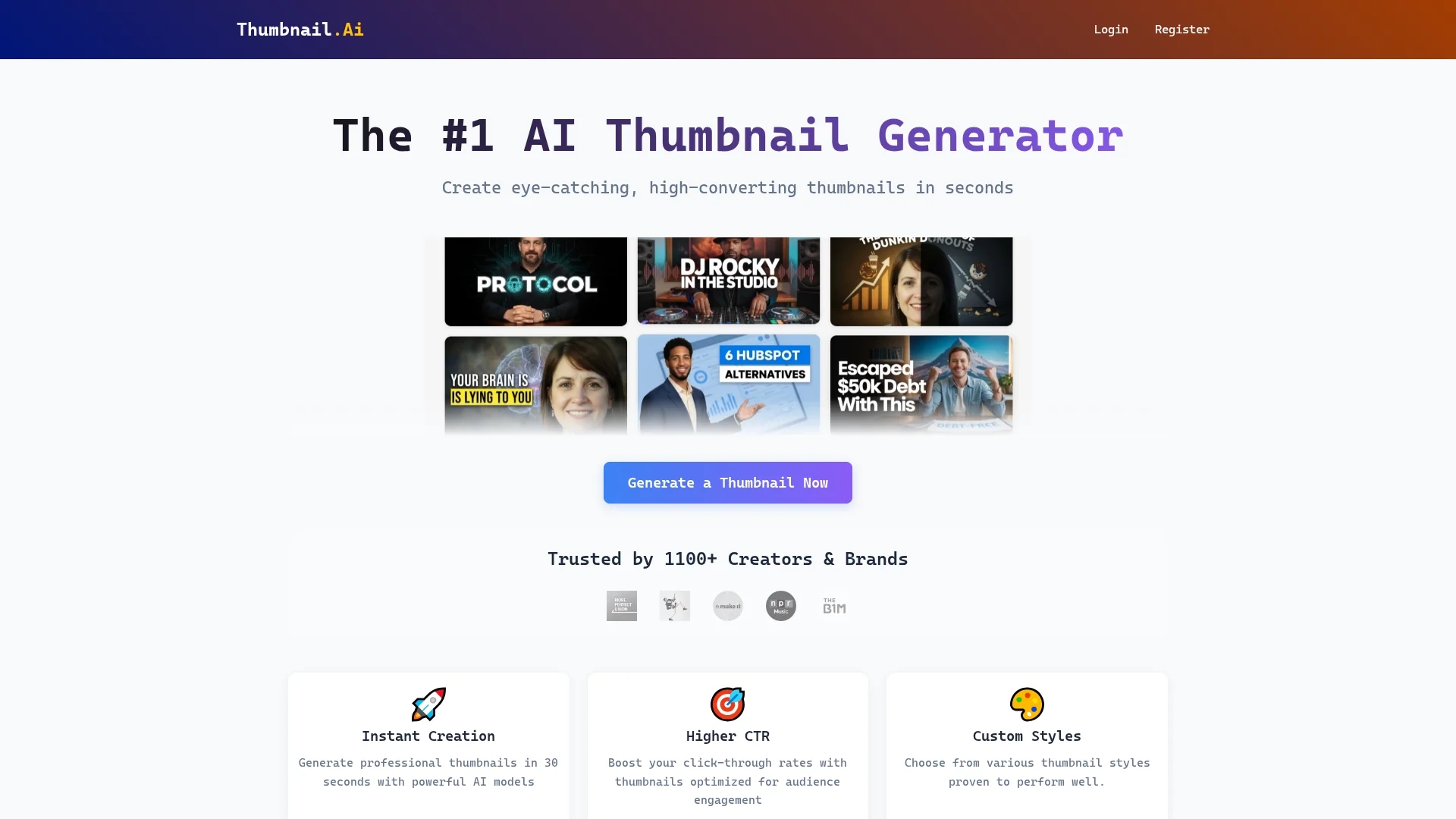 thumbnailsai homepage