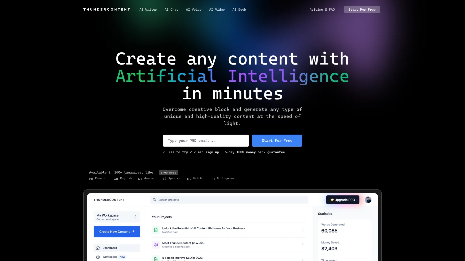 thundercontent homepage
