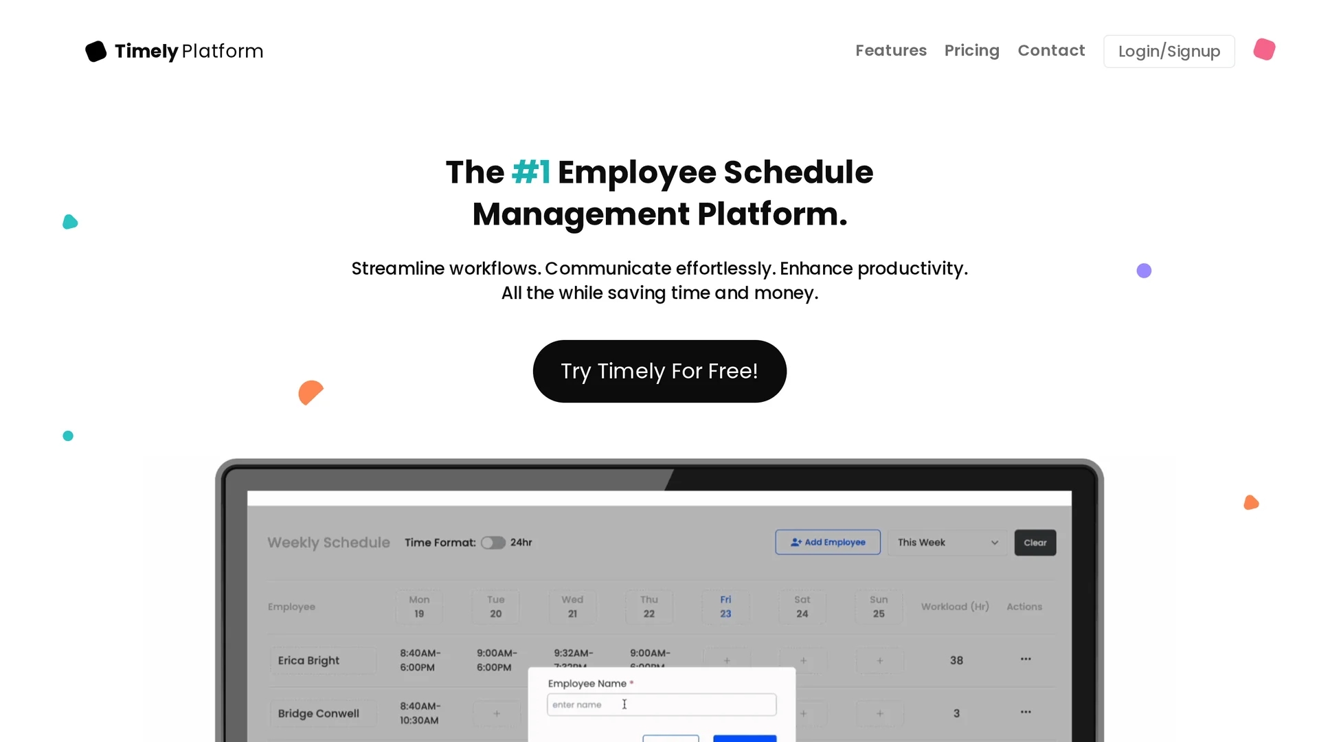 timely-platform homepage