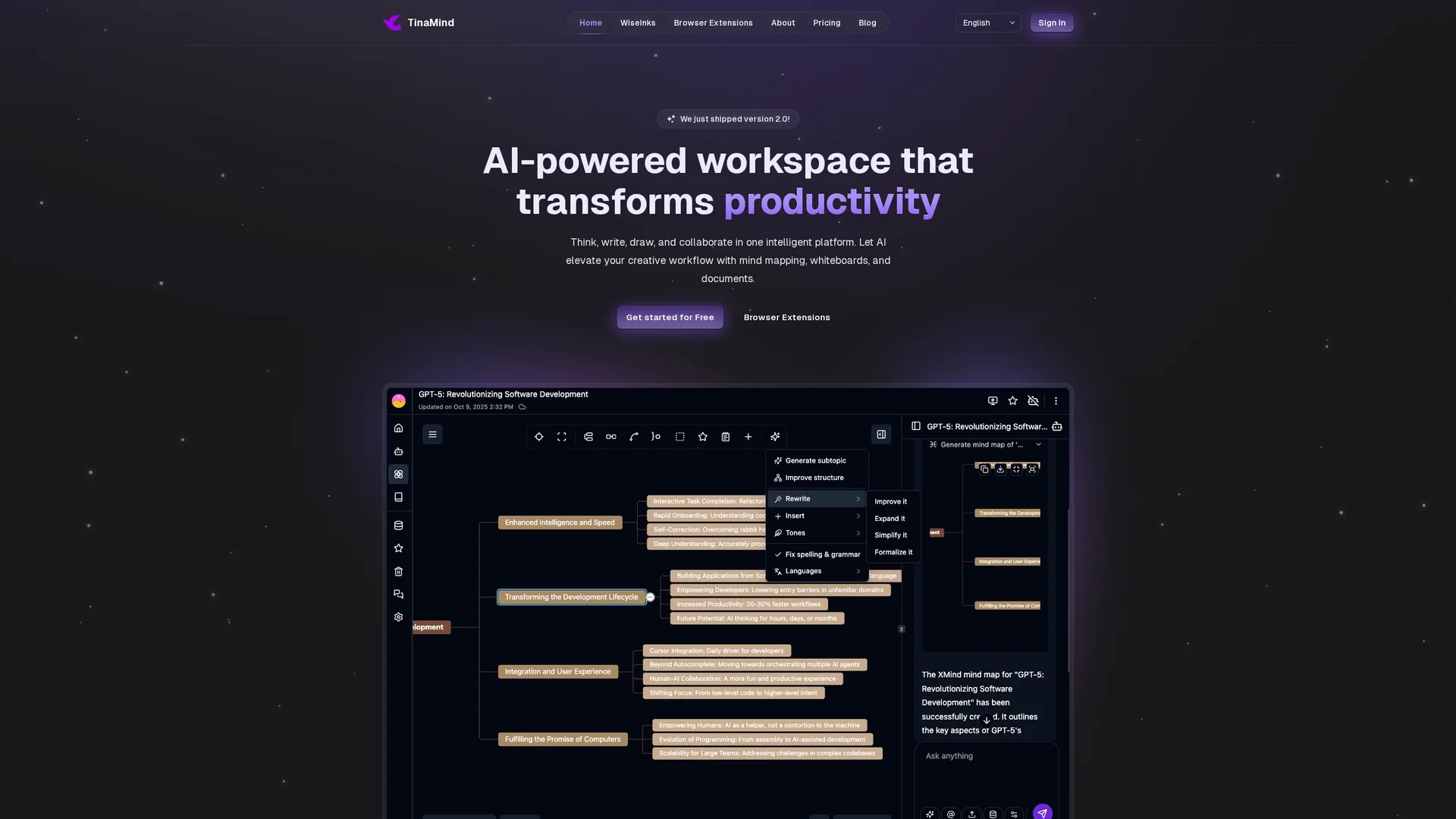 tinamind homepage