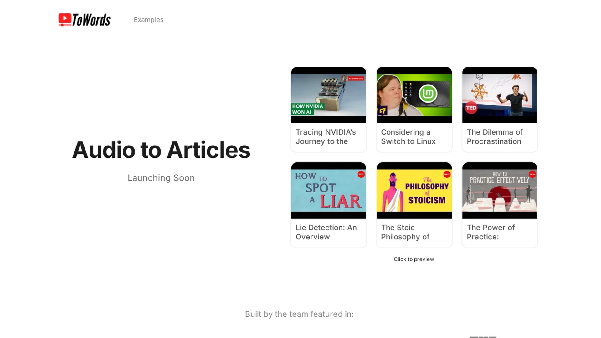 towords homepage