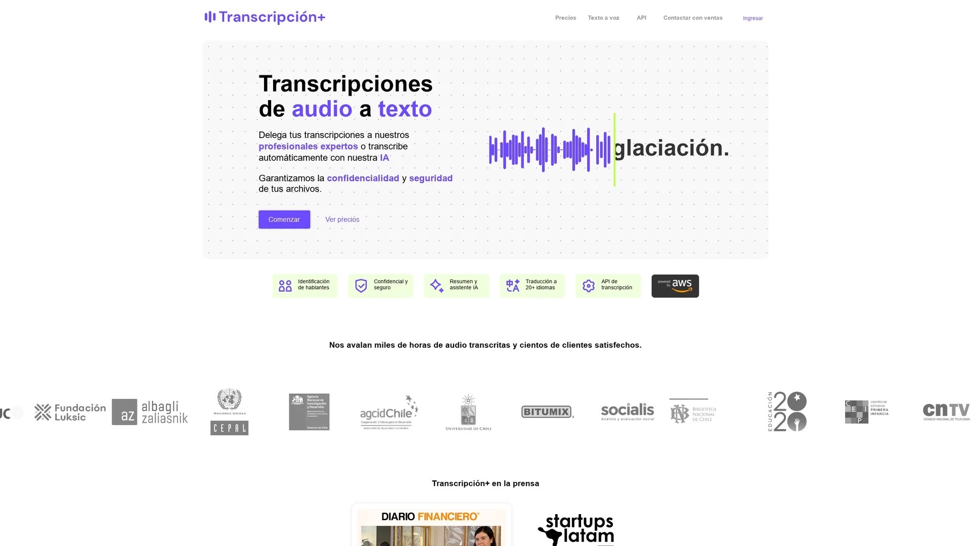 transcripcion homepage
