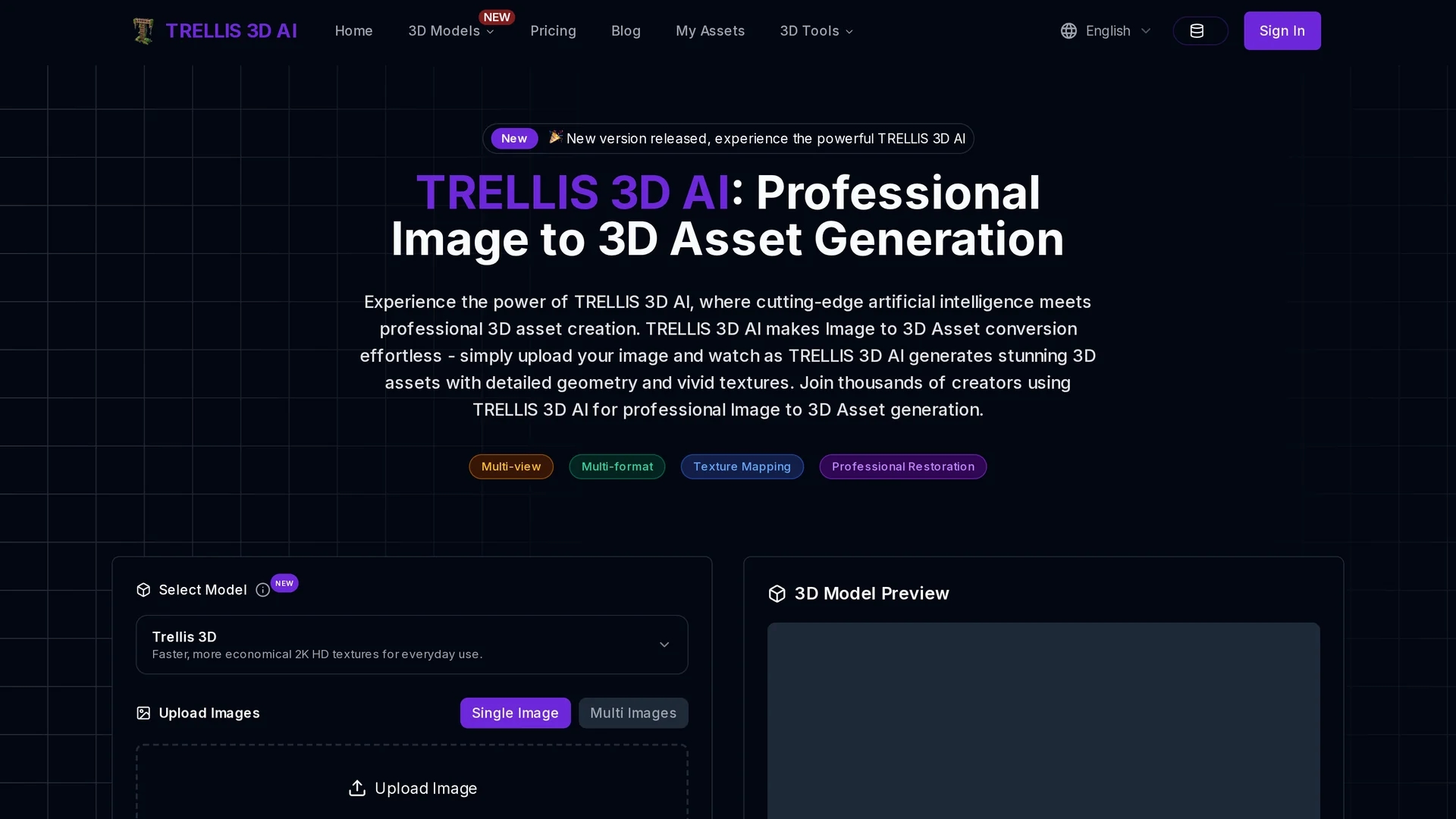 trellis-3d-ai homepage