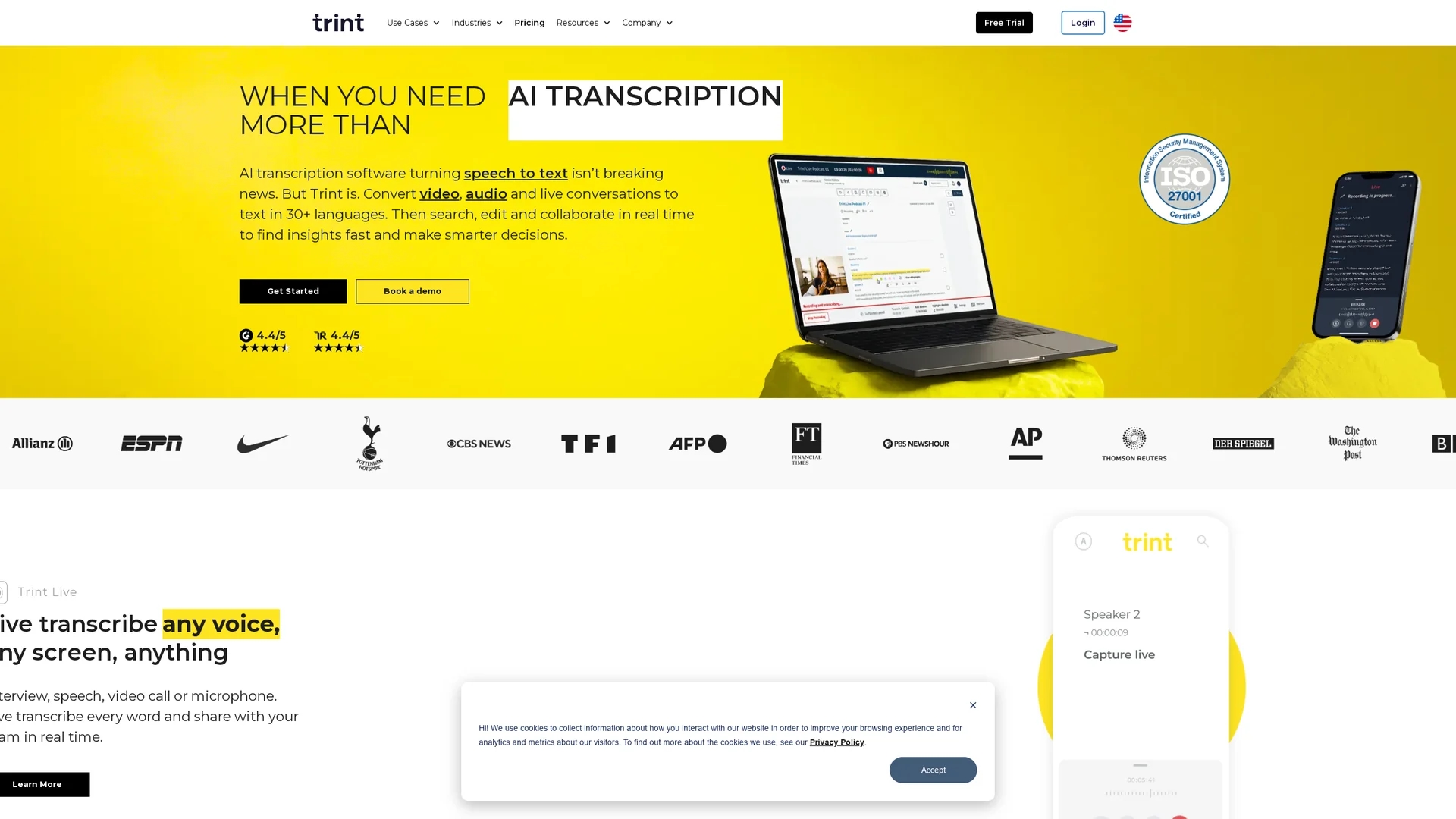 trint homepage