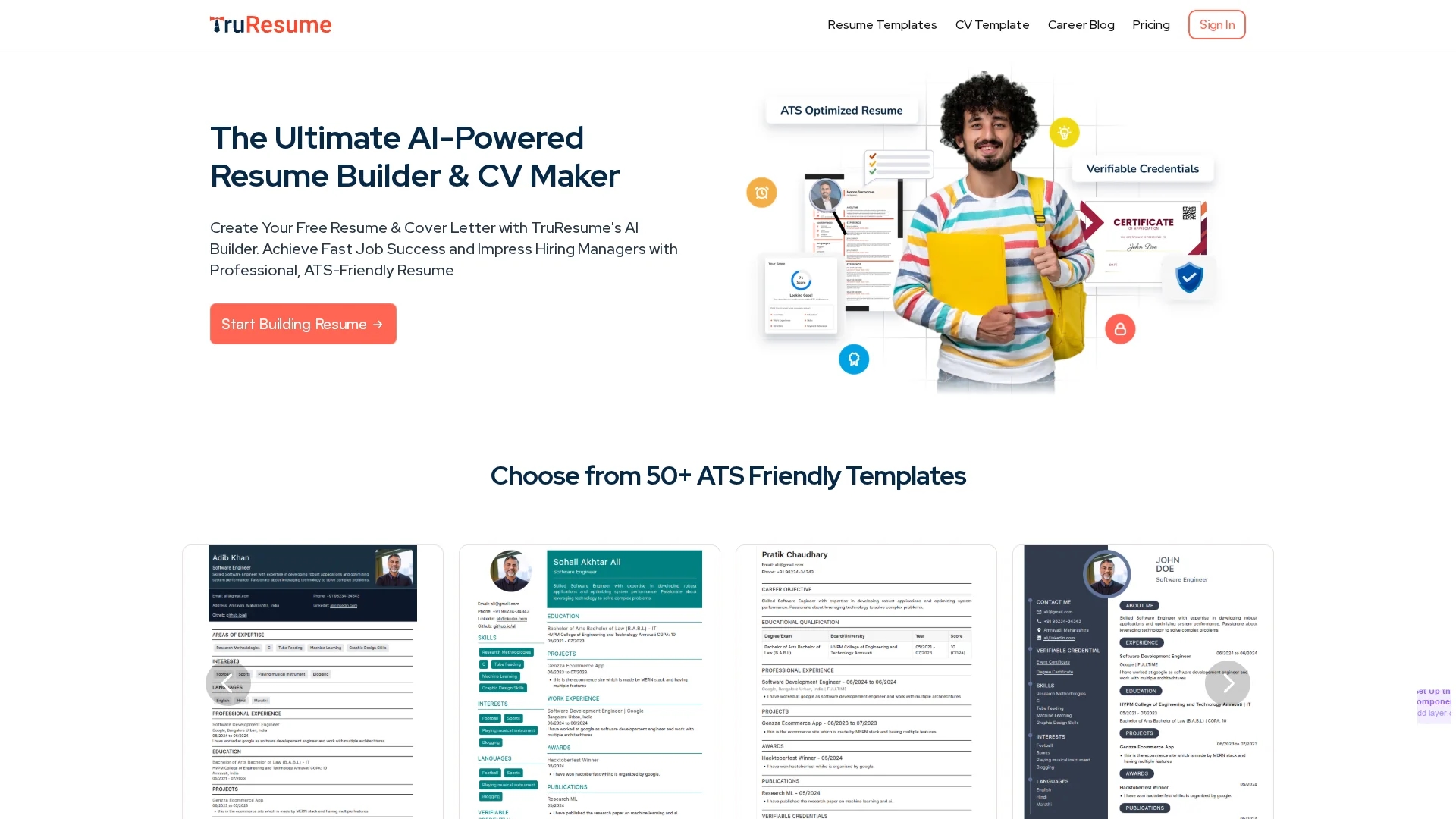 truresume-builder homepage