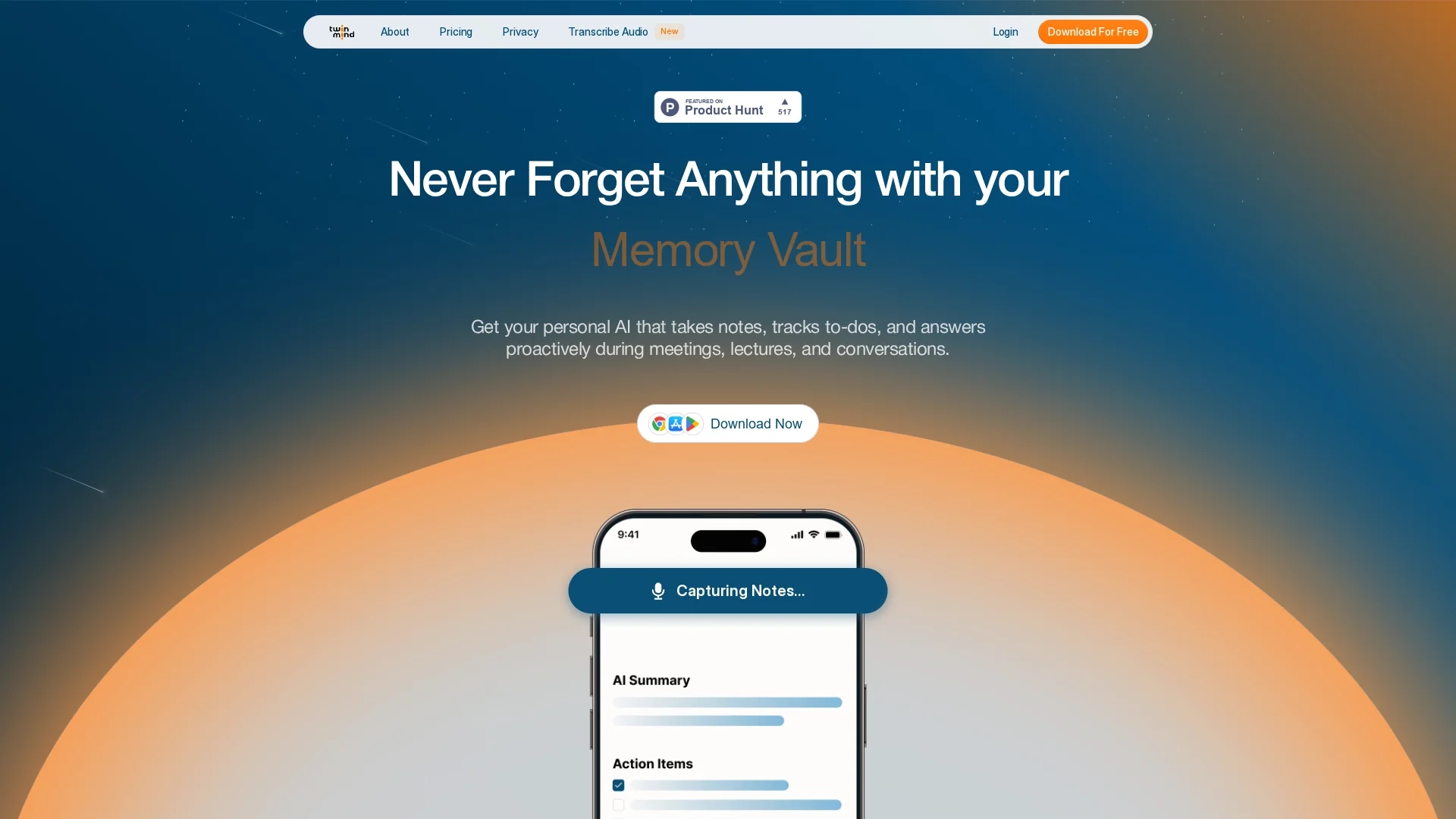 twinmind homepage
