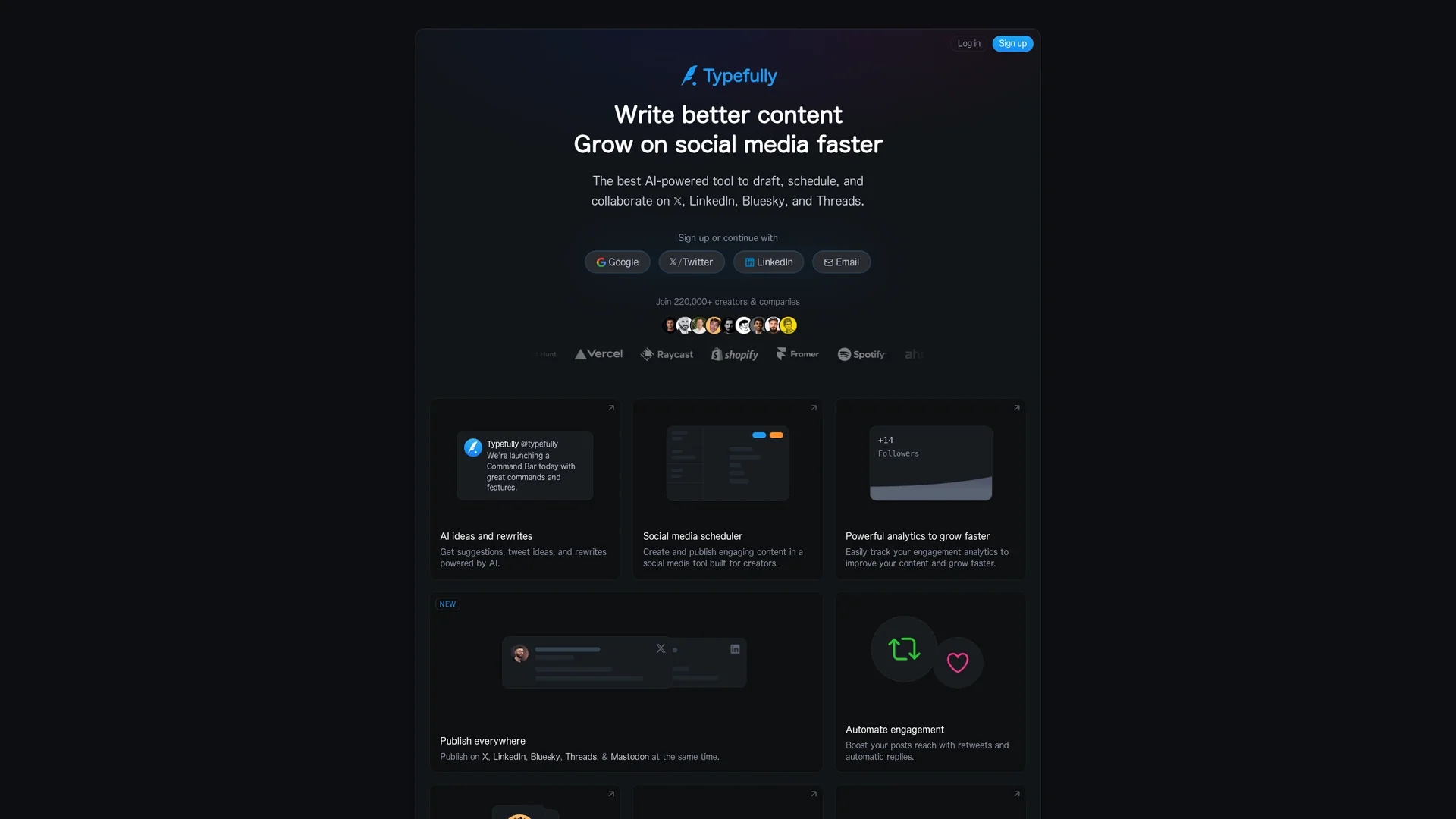 typefully homepage