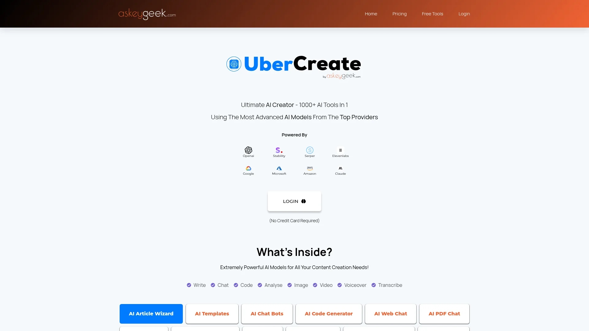 ubercreate homepage