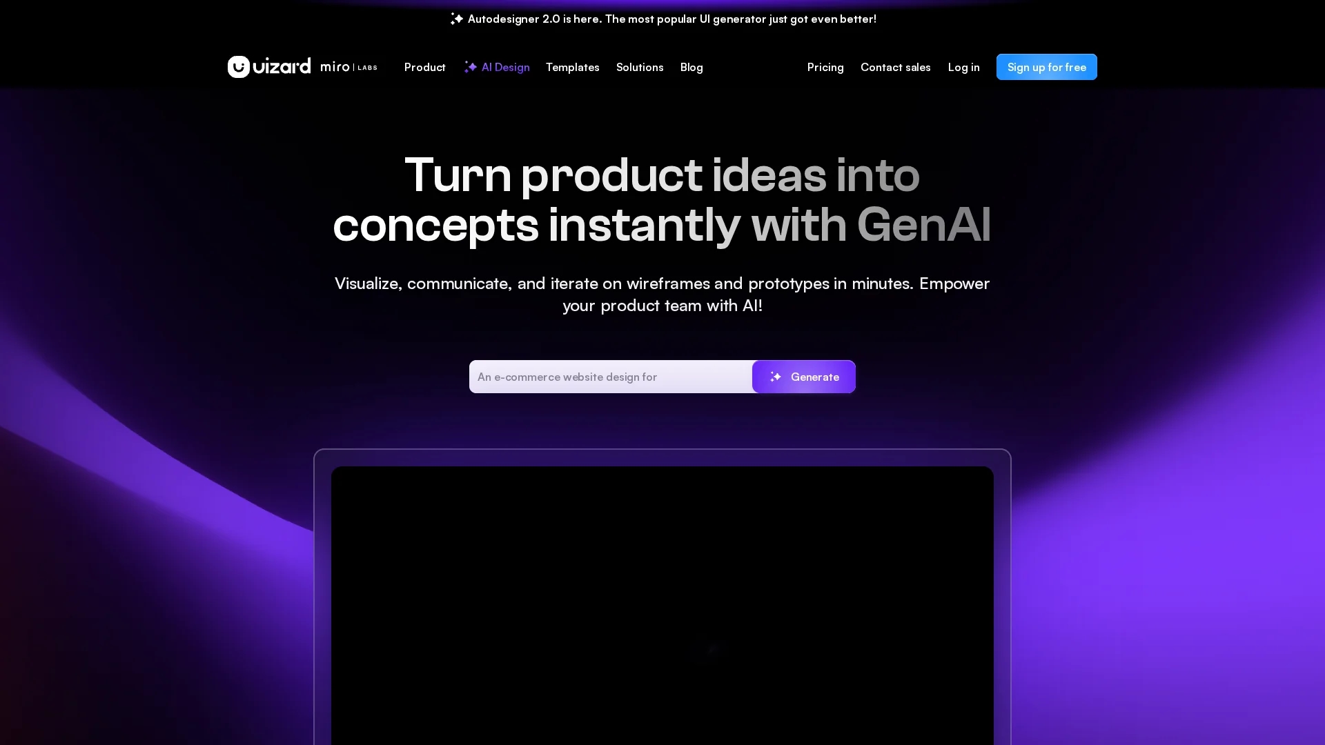 uizard homepage