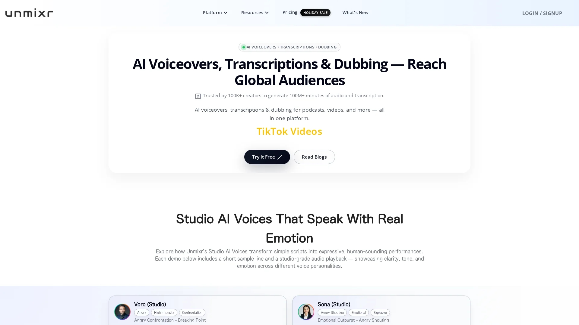 unmixr-ai homepage