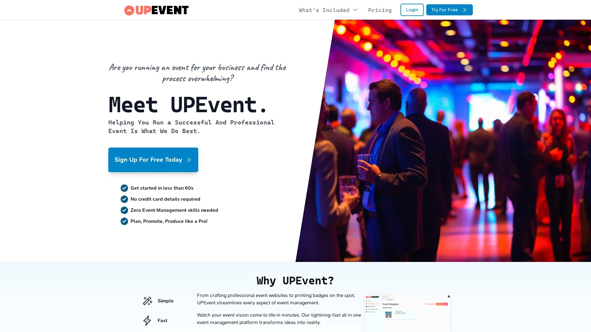 upevent homepage