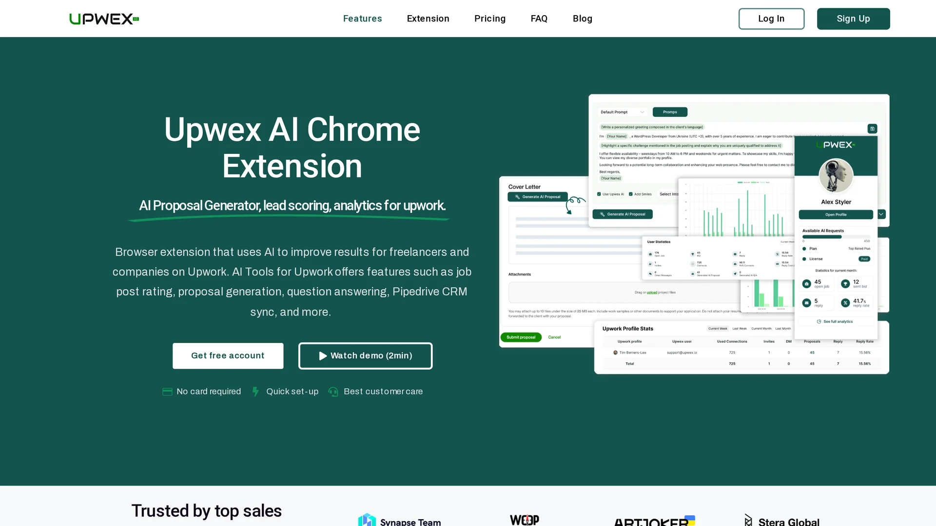 upwex-ai-tools-for-upwork homepage