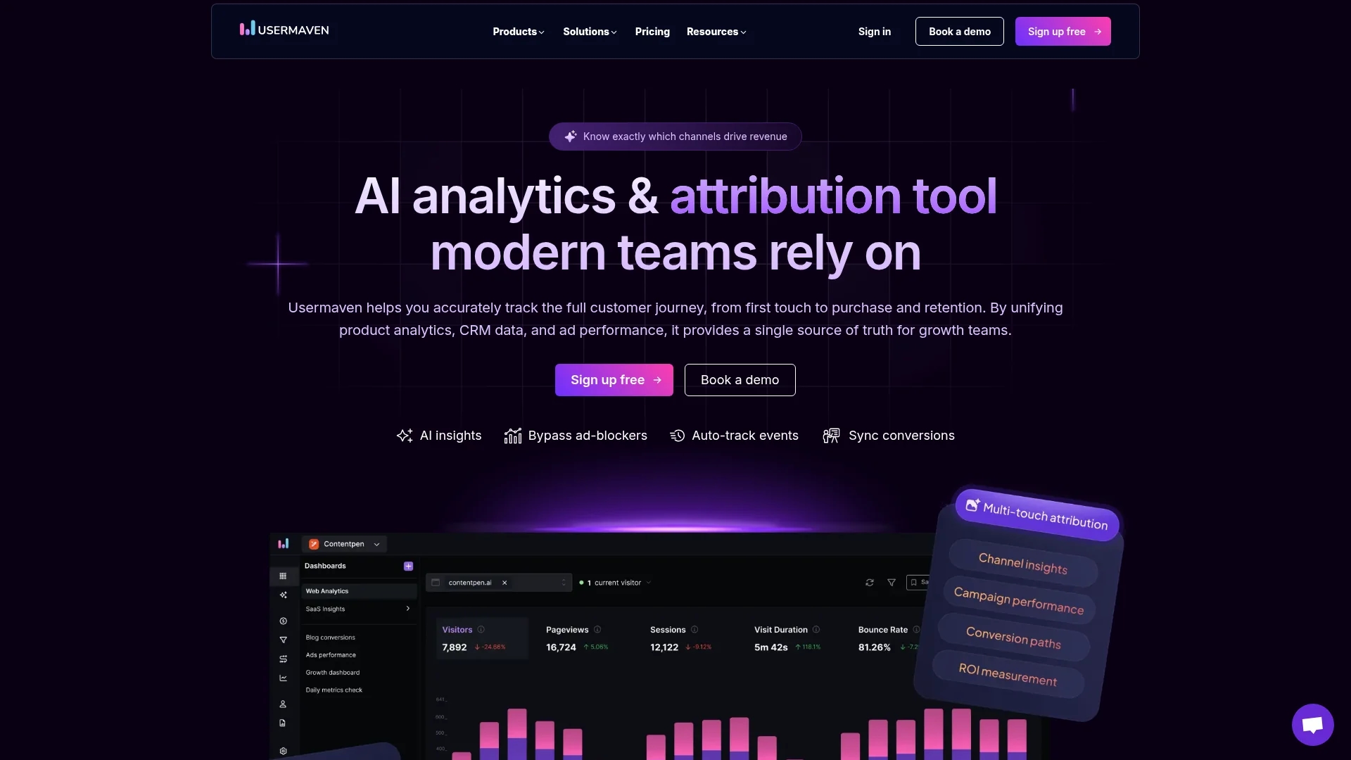 usermaven homepage