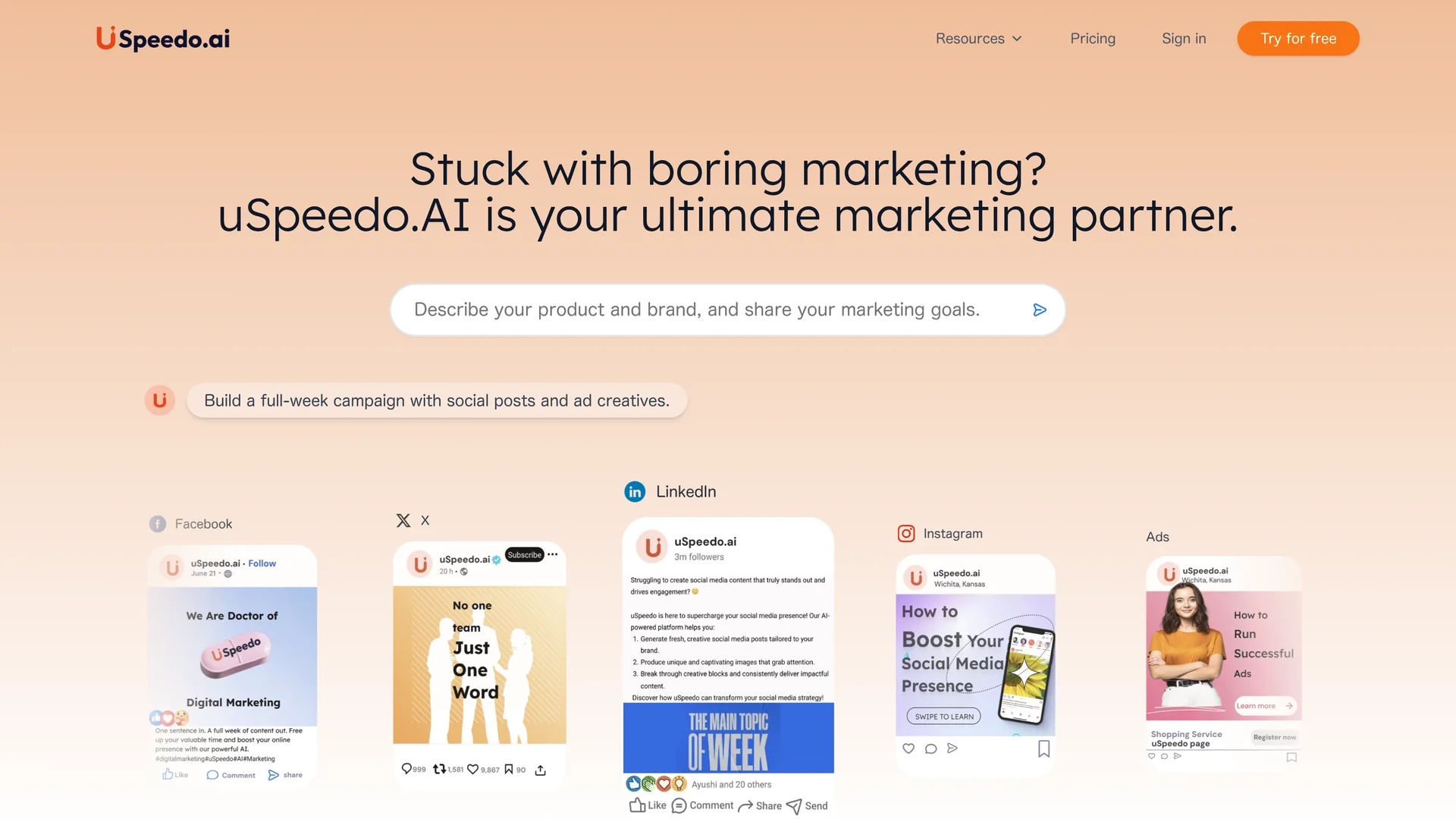 uspeedo-ai homepage