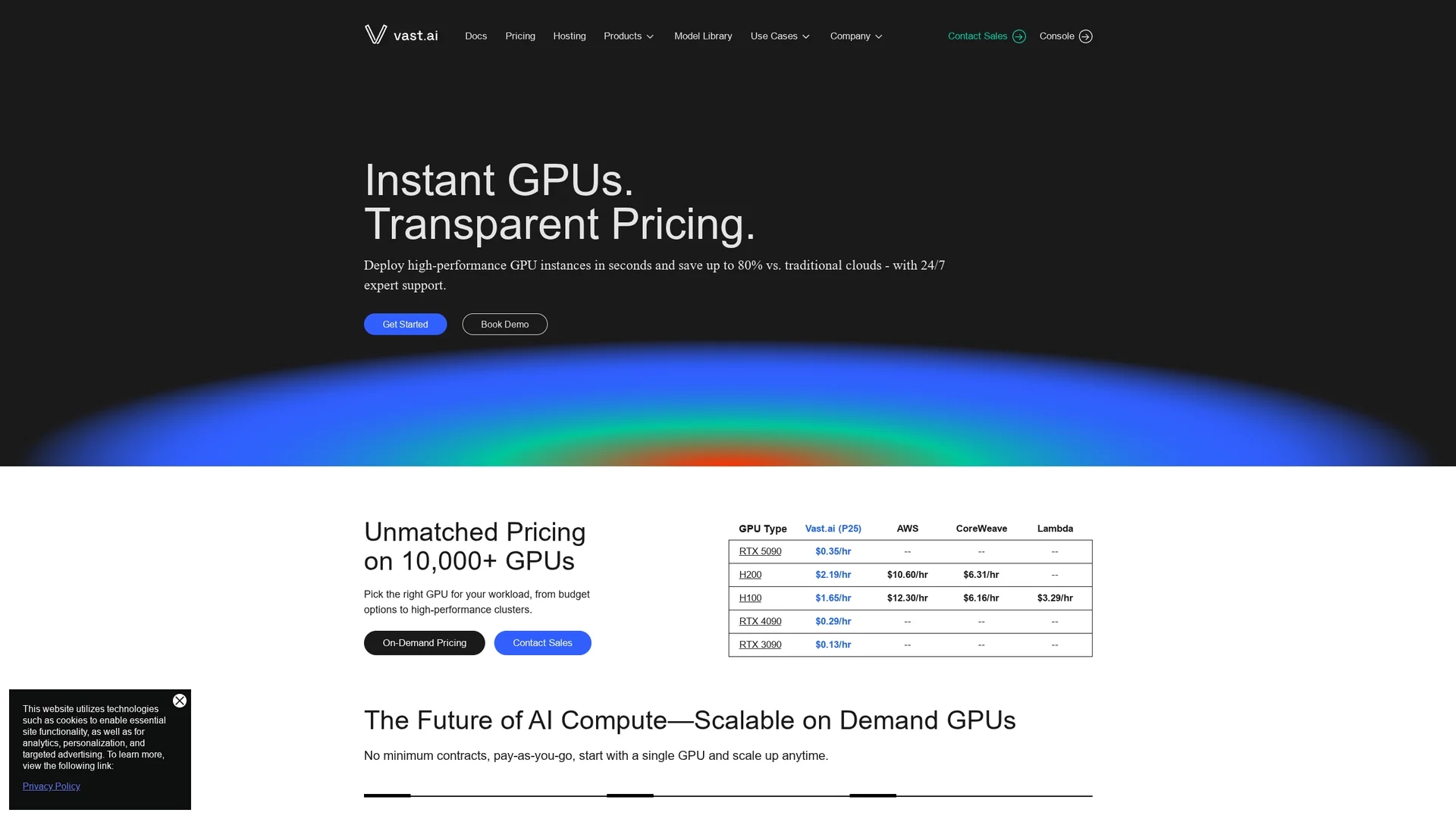 vast-ai homepage
