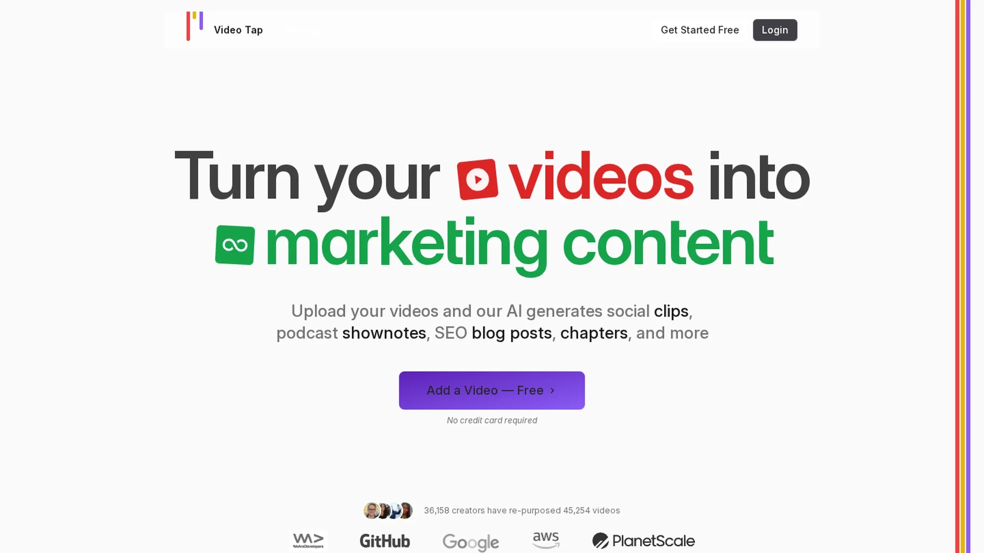 video-tap homepage