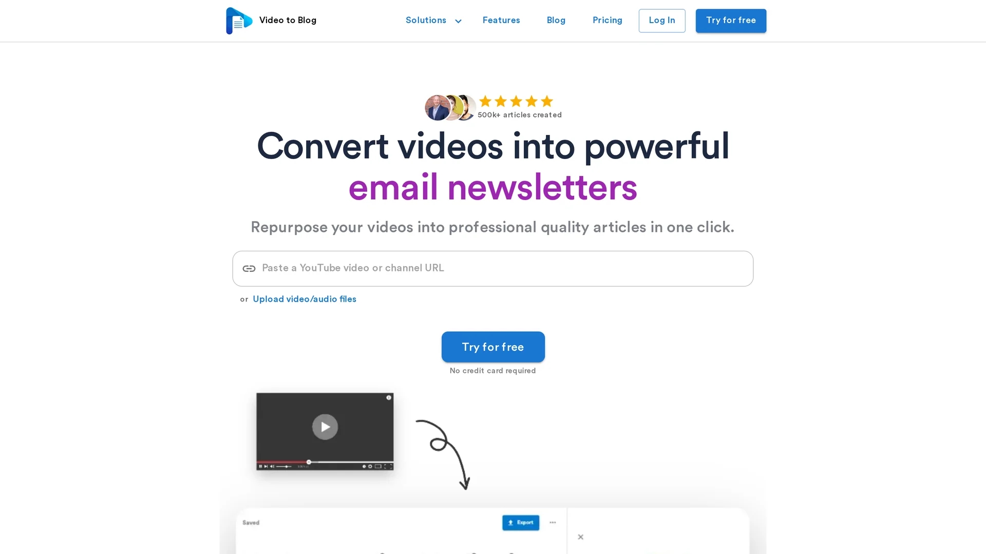 video-to-blog homepage