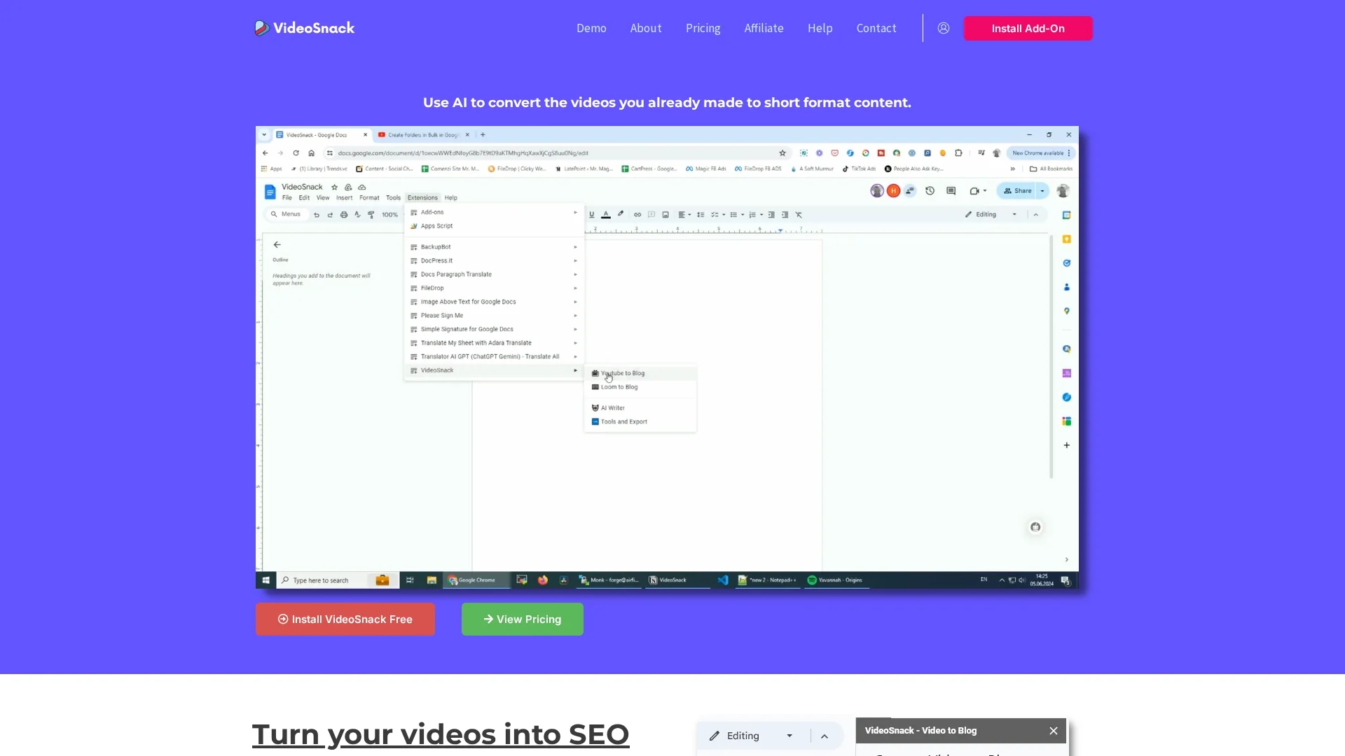 videosnack homepage
