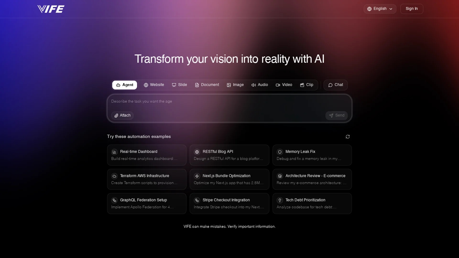 vife-ai homepage