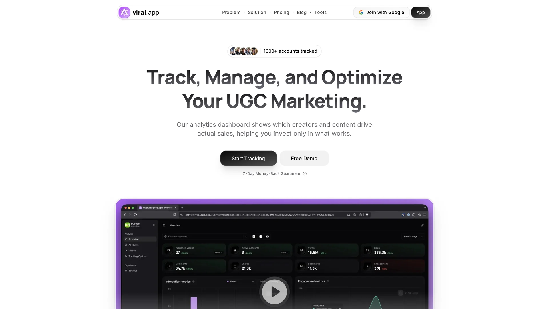 viral-app homepage