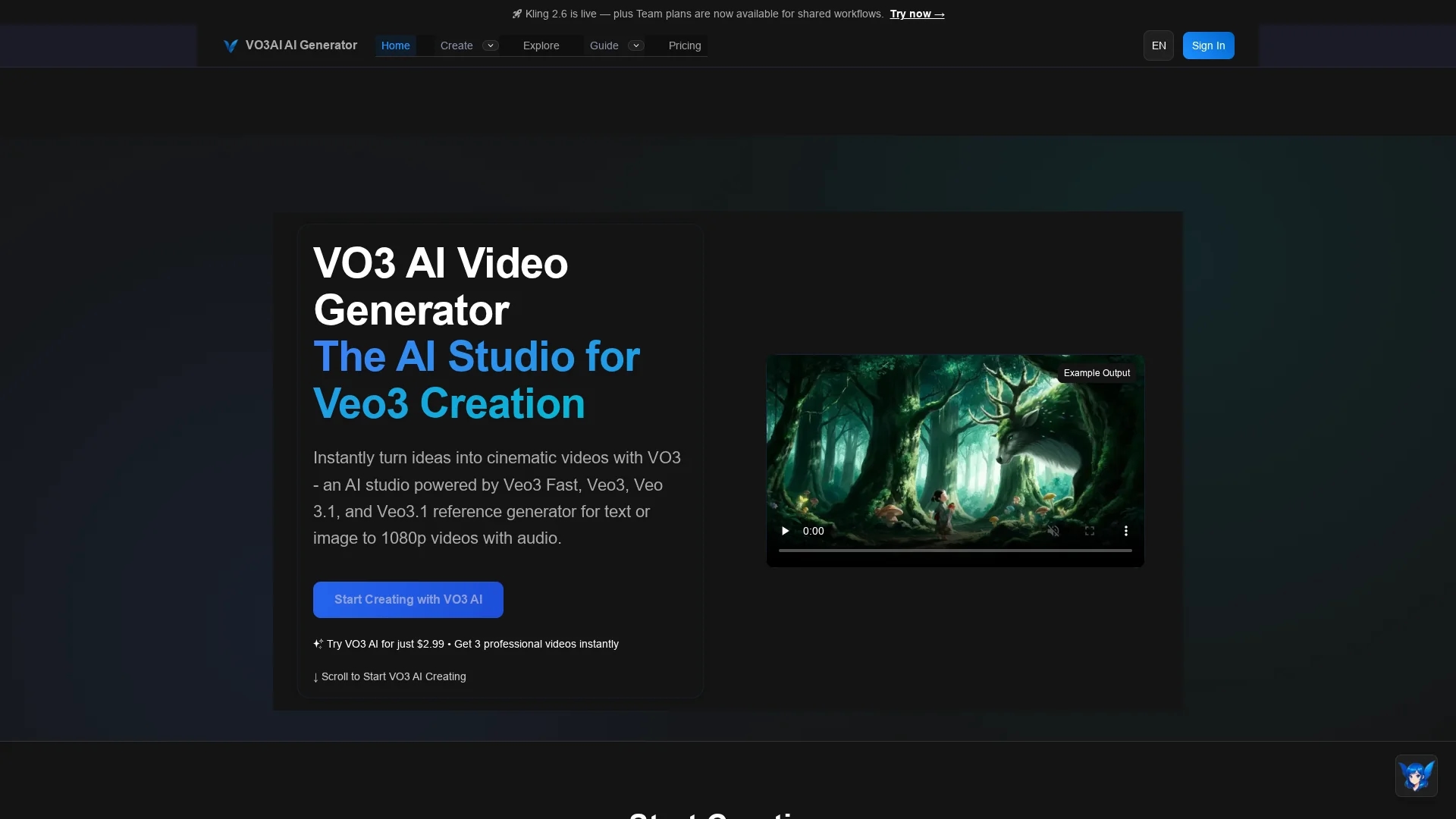 vo3ai-ai-generator homepage
