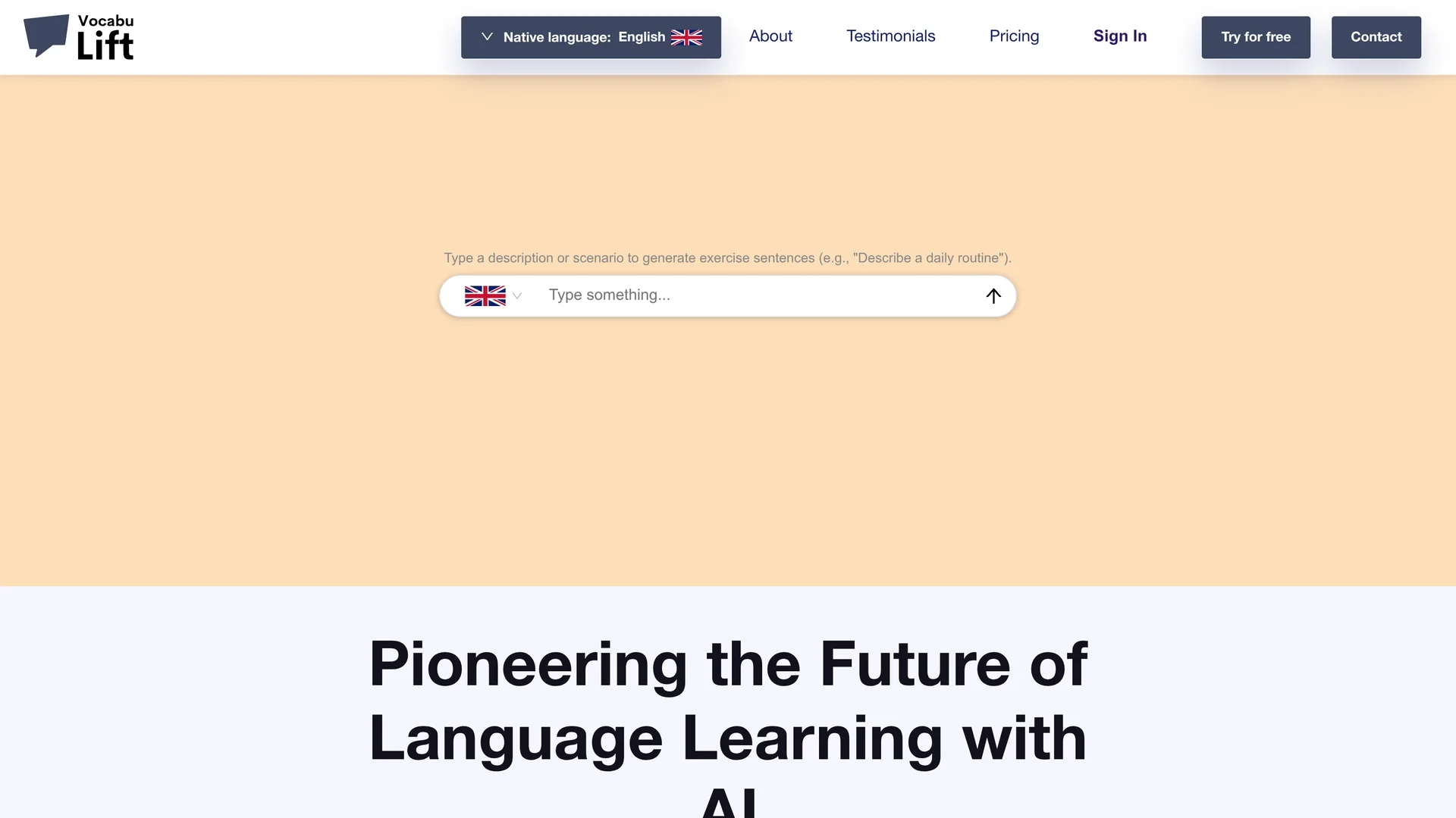 vocabulift homepage