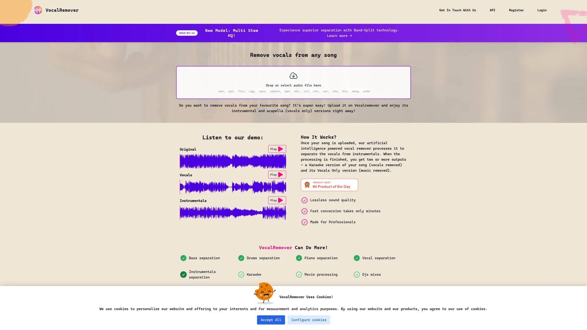 vocalremover homepage