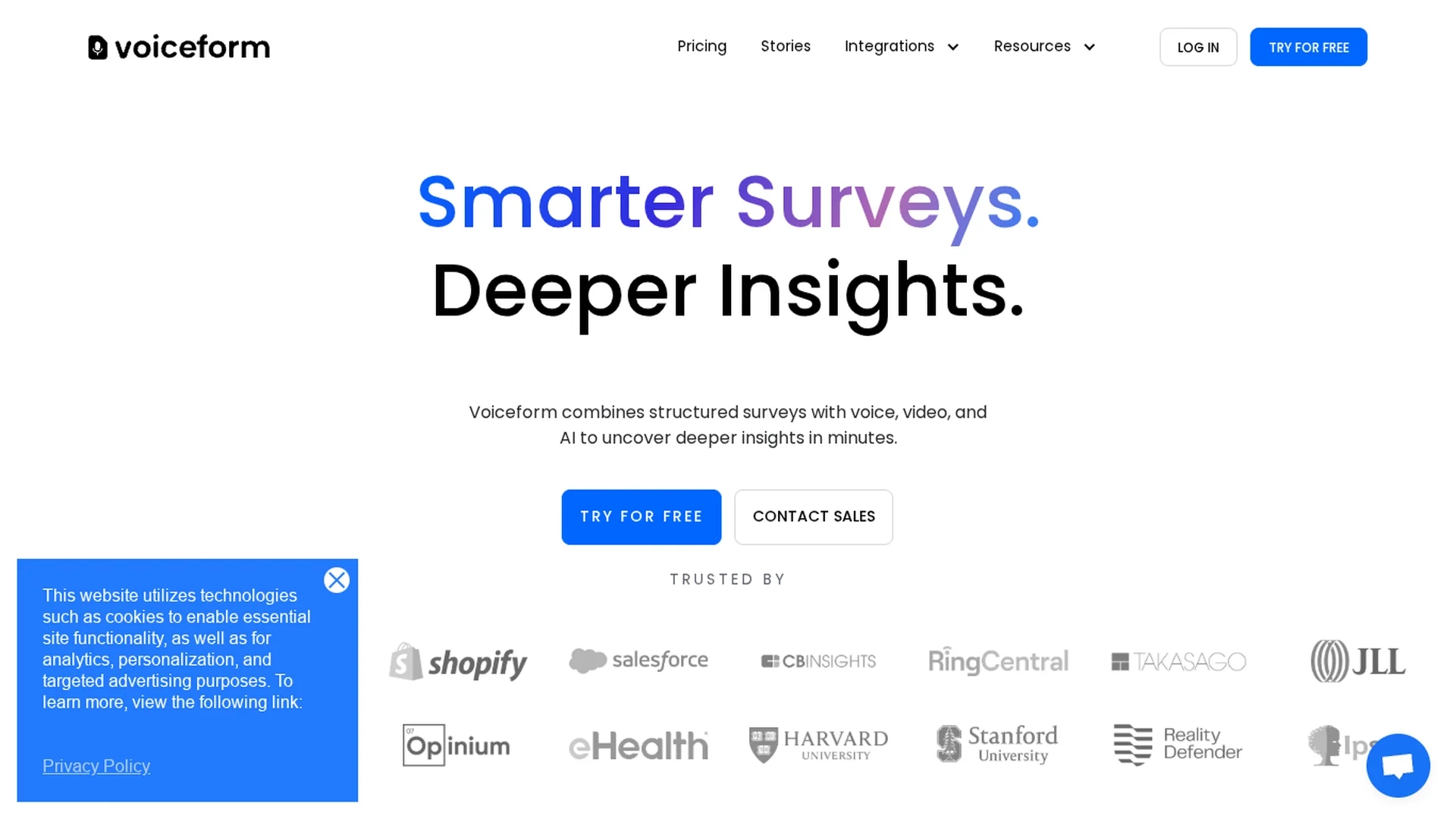 voiceform homepage