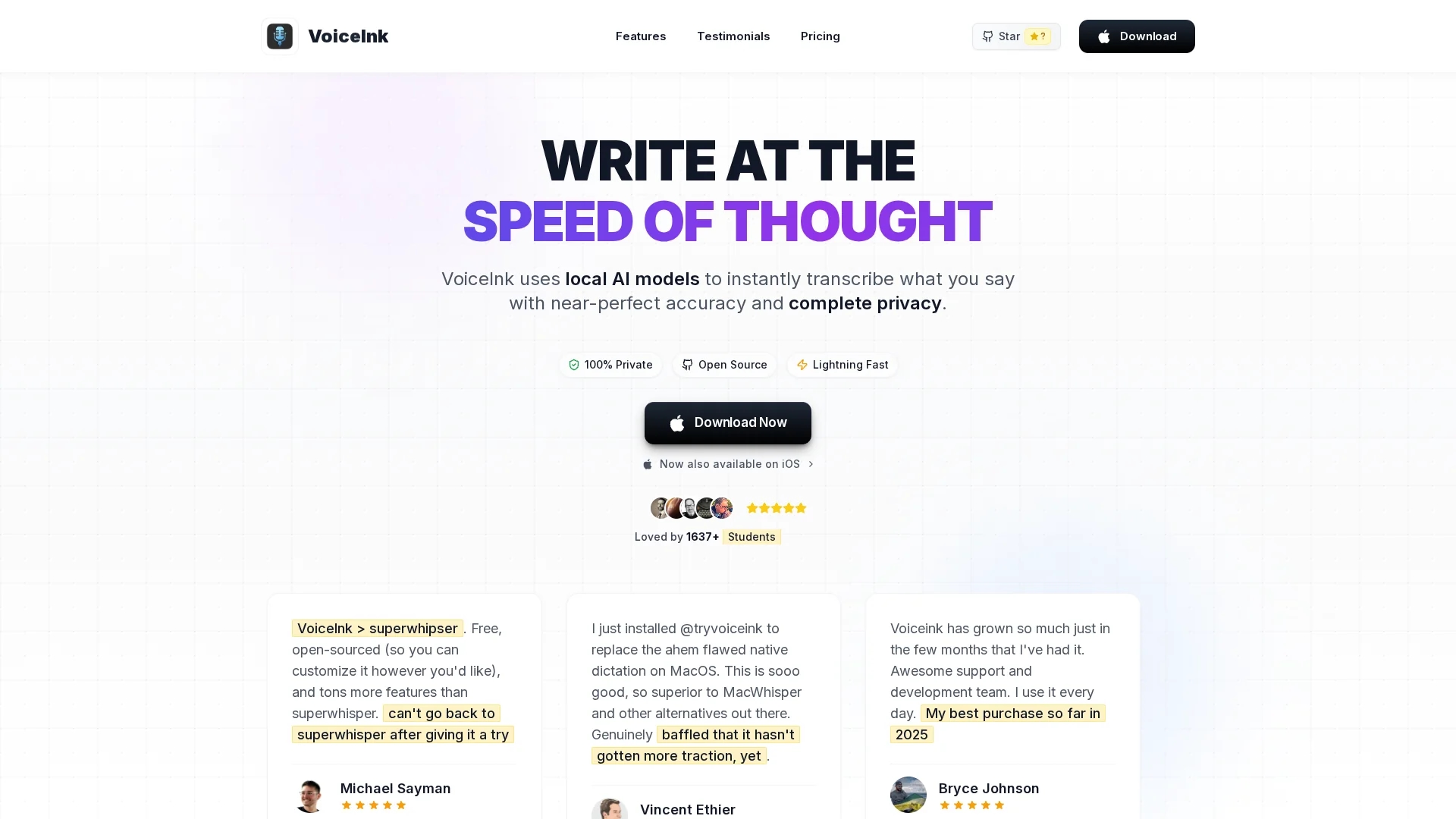 voiceink homepage