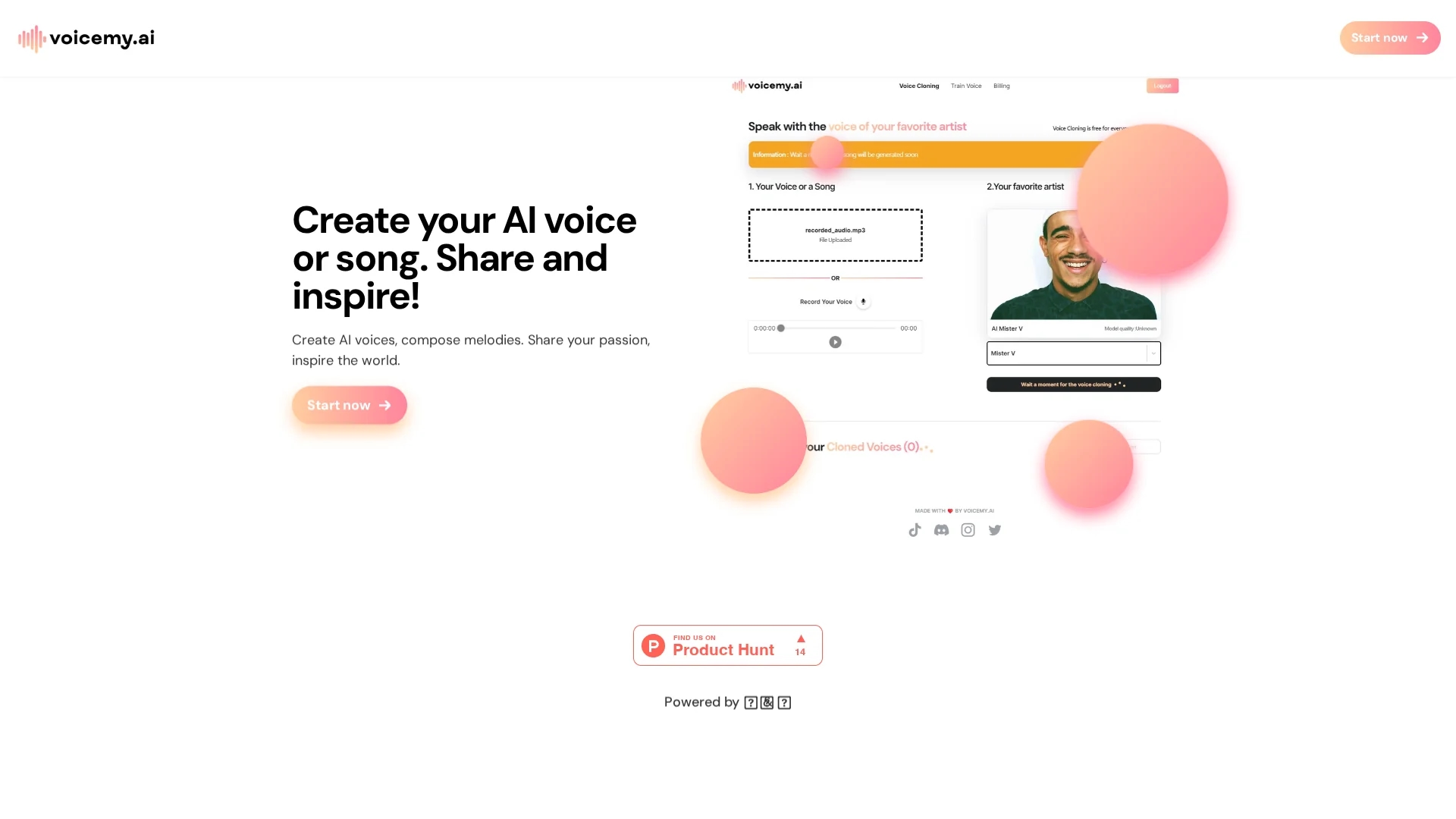 voicemy-ai homepage