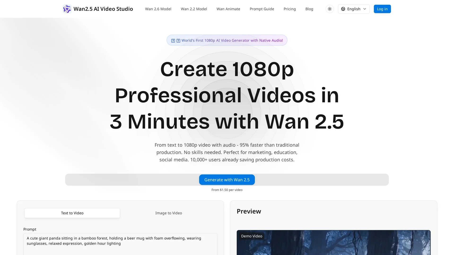 wan-2-5-ai-video-studio homepage