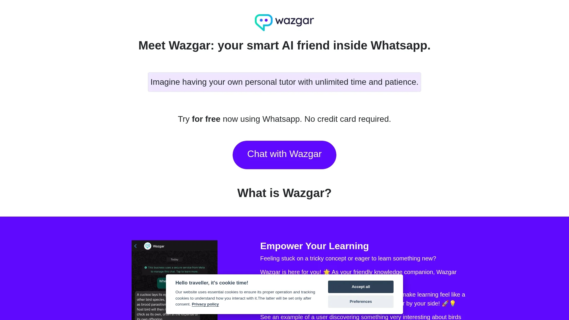 wazgar-chatgpt-in-whatsapp homepage